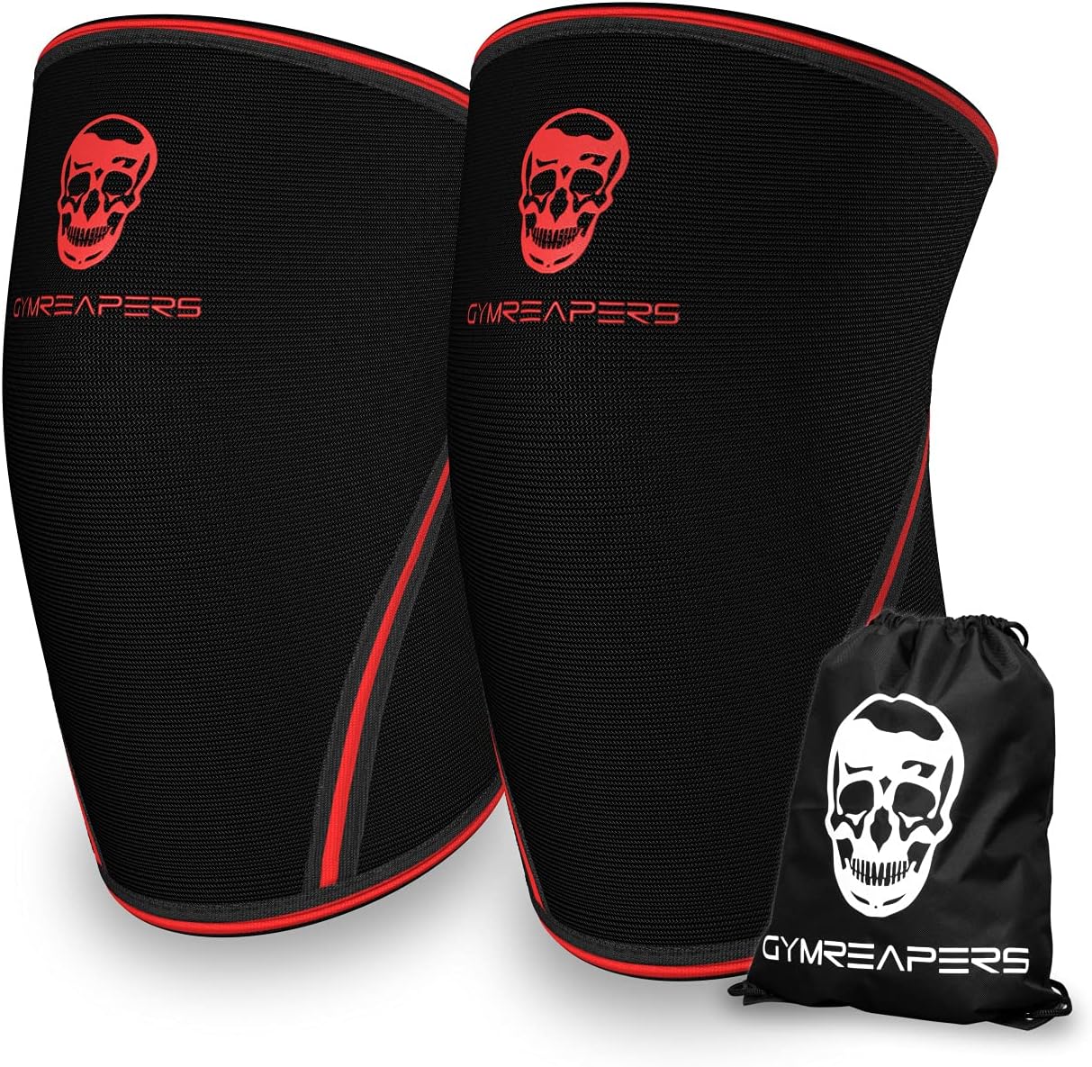 Gymreapers Knee Sleeves (1 Pair) with Gym Bag - Knee Sleeve & Compression Brace for Squats, Fitness, Weightlifting, and Powerlifting - 7MM Sleeve Pair - for Men & Women - 1 Year Warranty (Small)