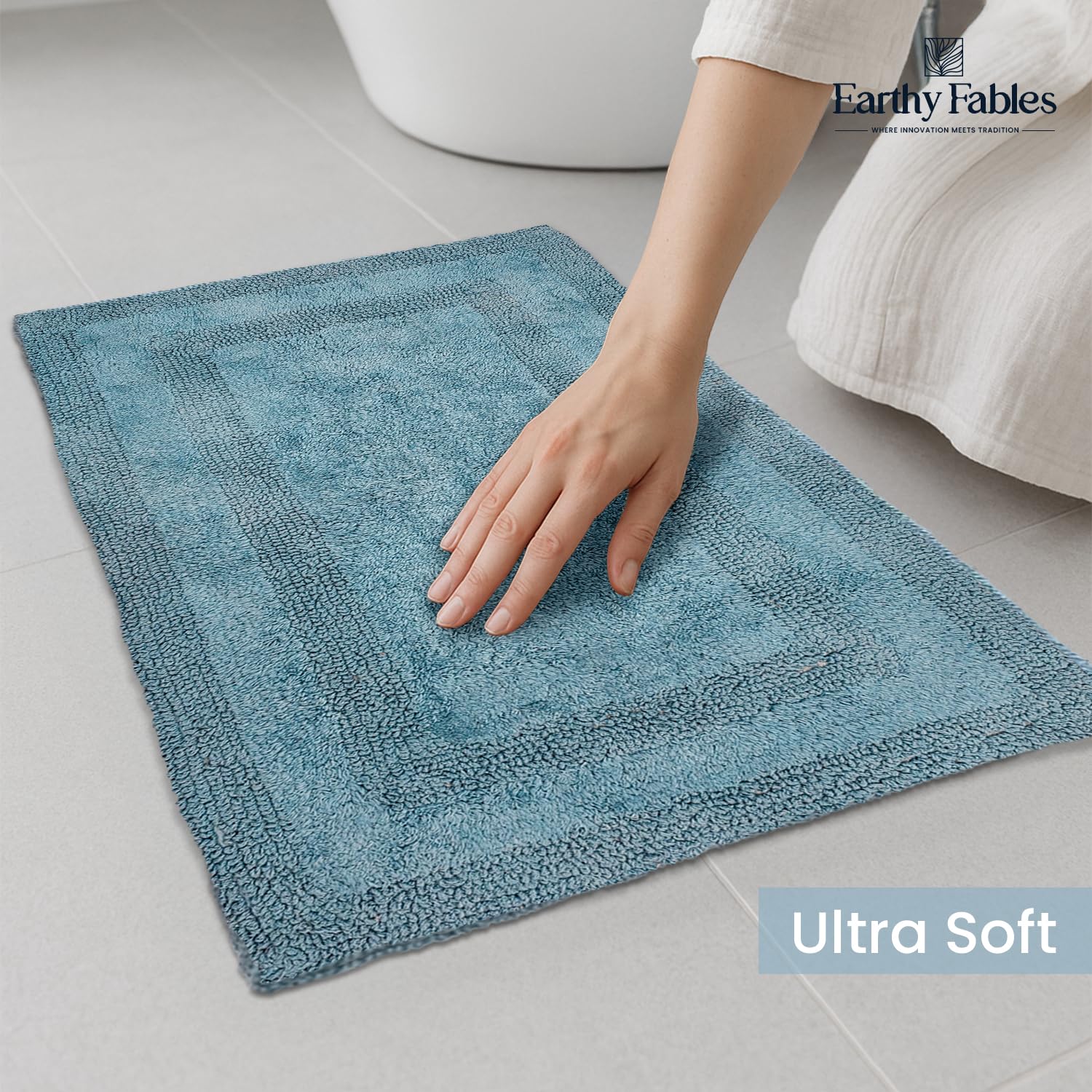 Earthy Fables Premium Cotton Bath Mat - Soft & Absorbent -6