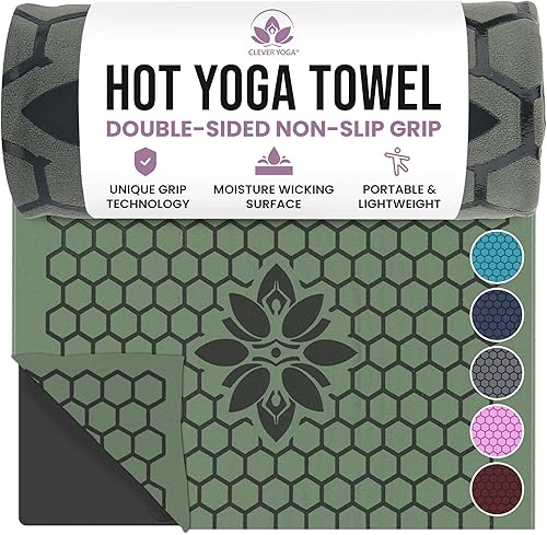 Clever Yoga Toalla para esterilla de yoga caliente, agarre antideslizante para yoga caliente, absorbente del sudor, agarre de silicona de panal, se