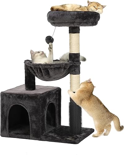 HOOPET Torre de árbol para gatos, torre para gatos de interior de 34 pulgadas, árbol para gatos de varios niveles con postes rascadores, cesta de