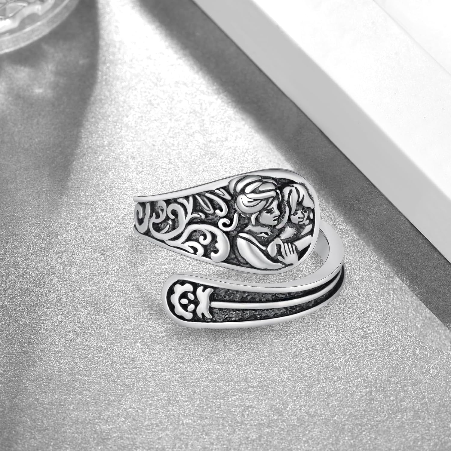 Mother Daughter Spoon Ring 925 Sterling Silver Mother Rings Mom Ring Vintage Statement Jewelry Gift for Women Mom