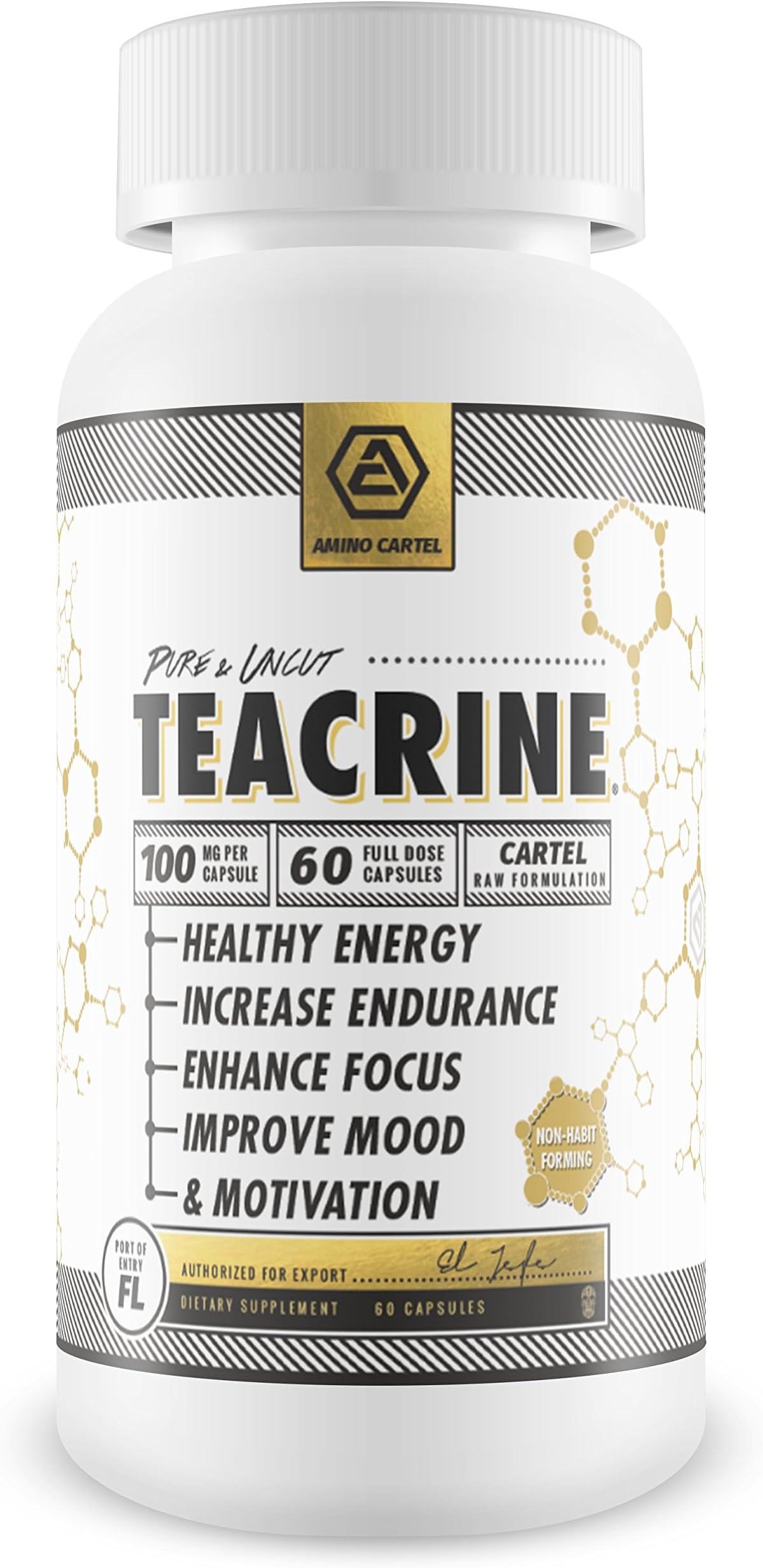 โฎNewโฎ TeaCrine (Theacrine) Capsules - Max Strength - Energy Focus Motivation Endurance - 60 Servings