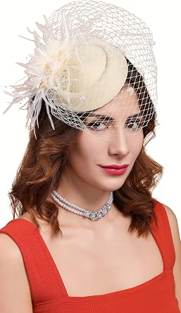 Fascinators Hats for Women Pillbox Hat 20s 30s 50s Vintage Feather Headwear Bowler Flower Veil Wedding Tea Party Hat
