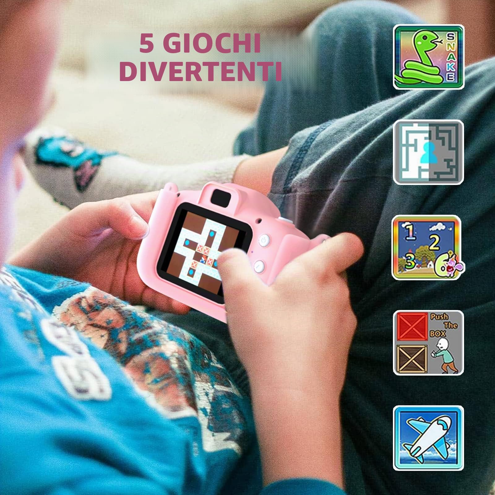 ASTGMI Macchina Fotografica Bambini, 12MP Mini Ricaricabile Fotocamera Digitale Bambina Videocamera Regalo per Ragazze Ragazzi 3-10 Anni, con Scheda 32 GB, Regali Giocattolo di Natale & Compleanno