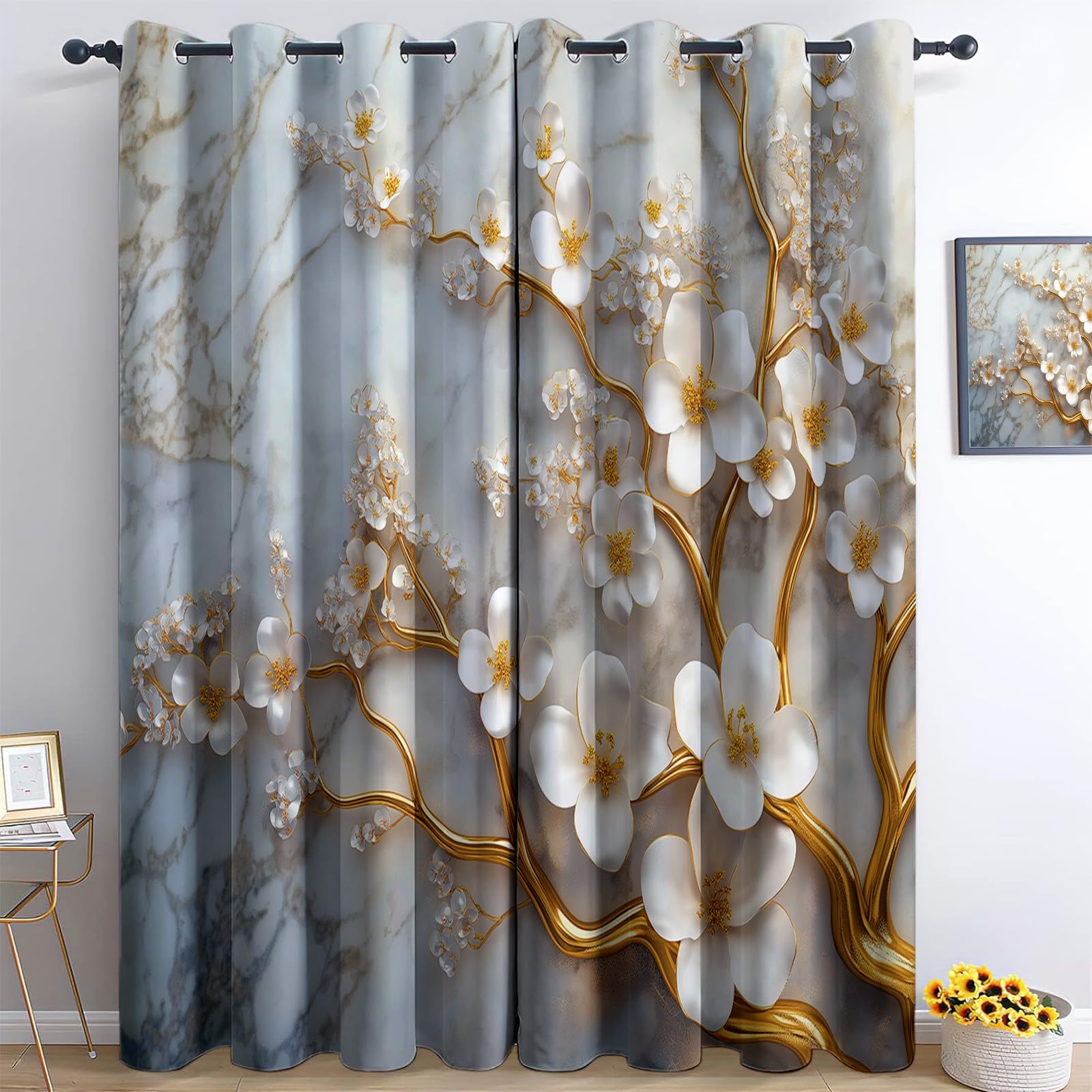 Amazon.com: Bhoyctn Luxury Plant Flower Leaf Blackout Curtains, 42