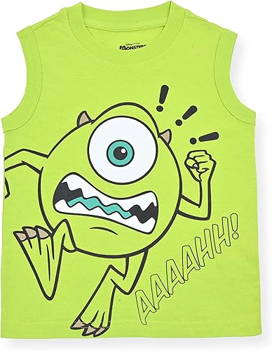 Miniatura 4 de Disney Monsters Inc Mike Wazowski and James Sullivan - Camisetas sin mangas para niños pequeños, paquete de 2 unidades, color grisverde