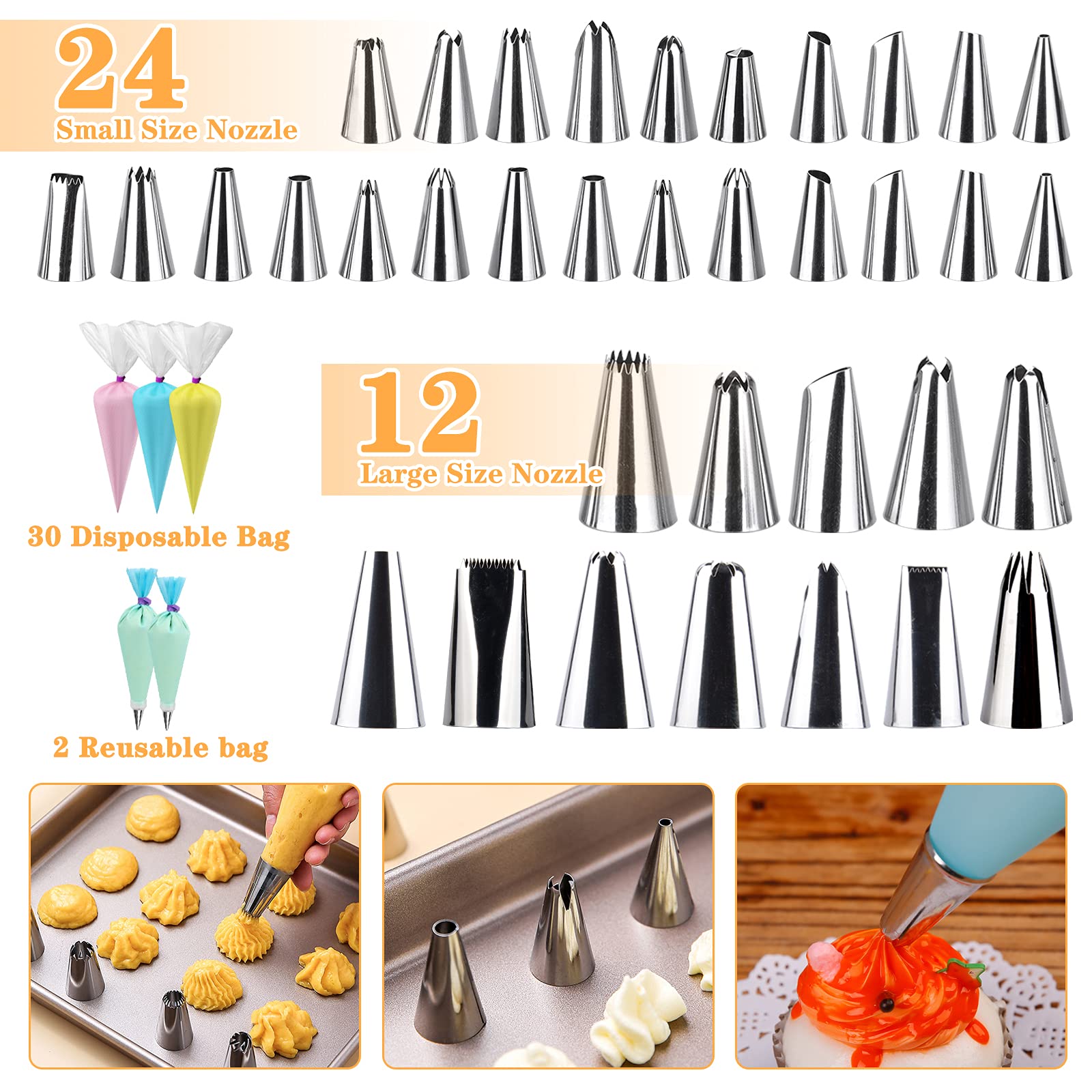 75Pcs Plato Giratorio para Tartas Ninonly Reposteria y Pasteleria Utensilios con Boquillas, Manga Pastelera, Raspadores de Pastel, Espátulas Glaseadas, Smoothe, Uñas de Flores, Cake Cutter