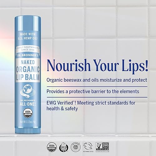 Miniatura 18 de Dr. Bronner's - Bálsamo labial orgánico (menta, 0.15 onzas, paquete de 6) - Fabricado con cera de abeja orgánica y aceite de aguacate, para labios