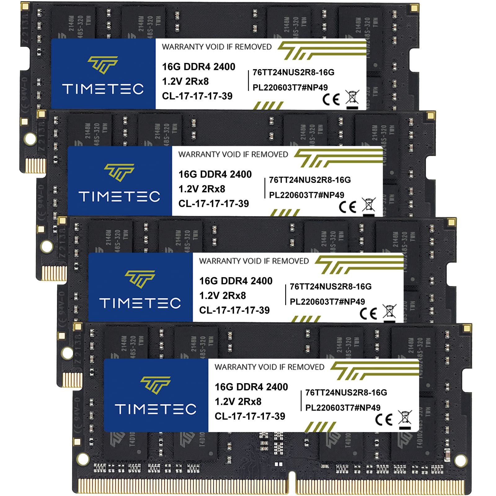Timetec 64GB KIT DDR4 2400MHz PC4-19200 Non-ECC Unbuffered 1,2V