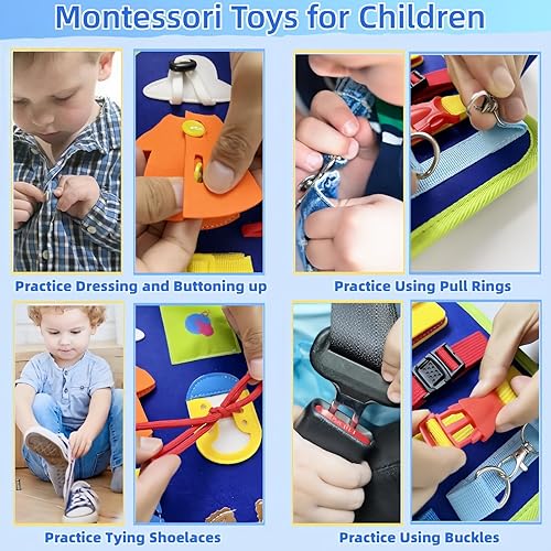Miniatura 3 de Busy Board - Juguetes Montessori para niños pequeños, 10 páginas, juguetes Montessori, libro ocupado para niños de 1, 2, 3, 4 años, aprendizaje