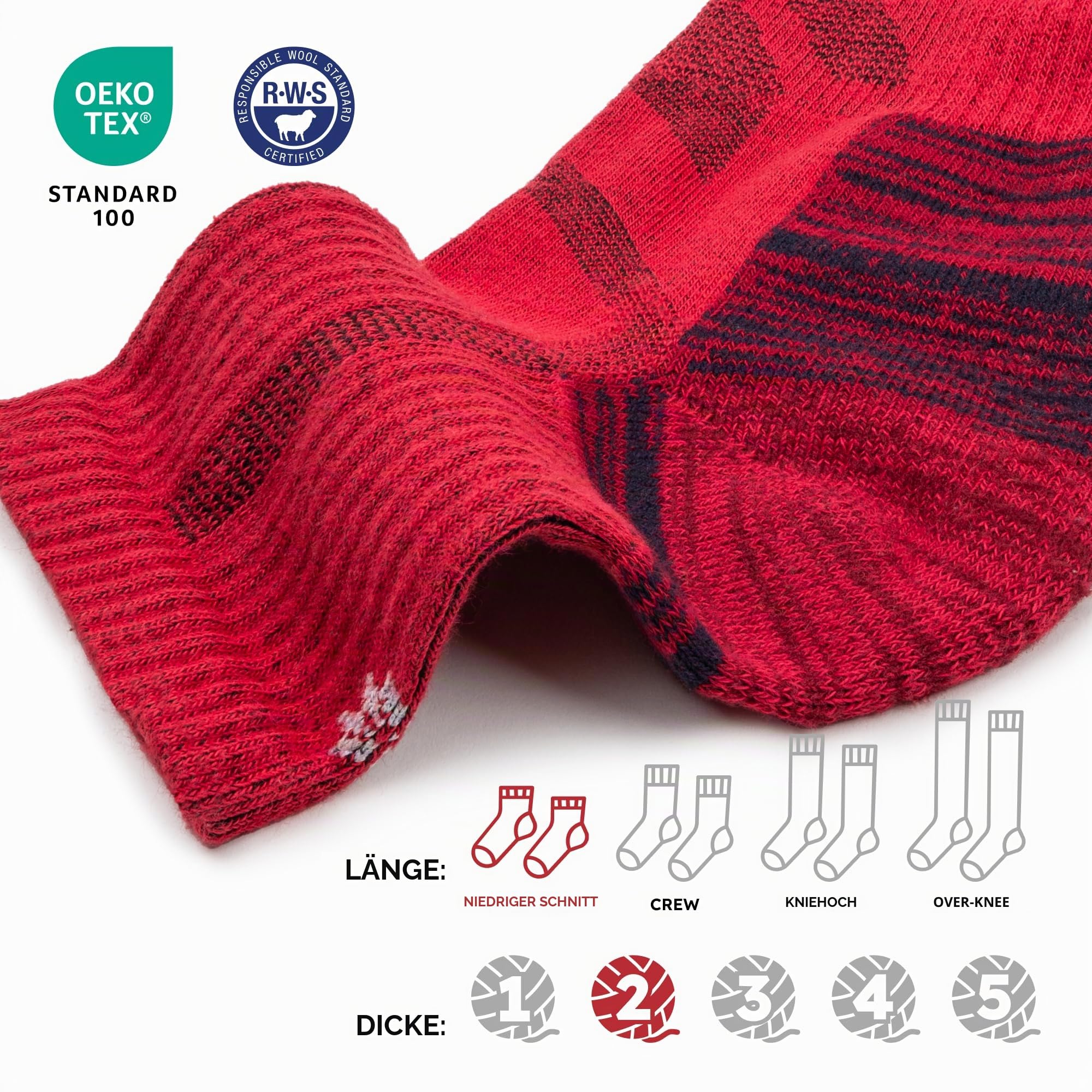 NORDIC Socks Hiking Knöchelsocken Merinowolle 5er-Pack | Wandersocken, Anti-Blasen, Feuchtigkeitsableitend, Geruchshemmend