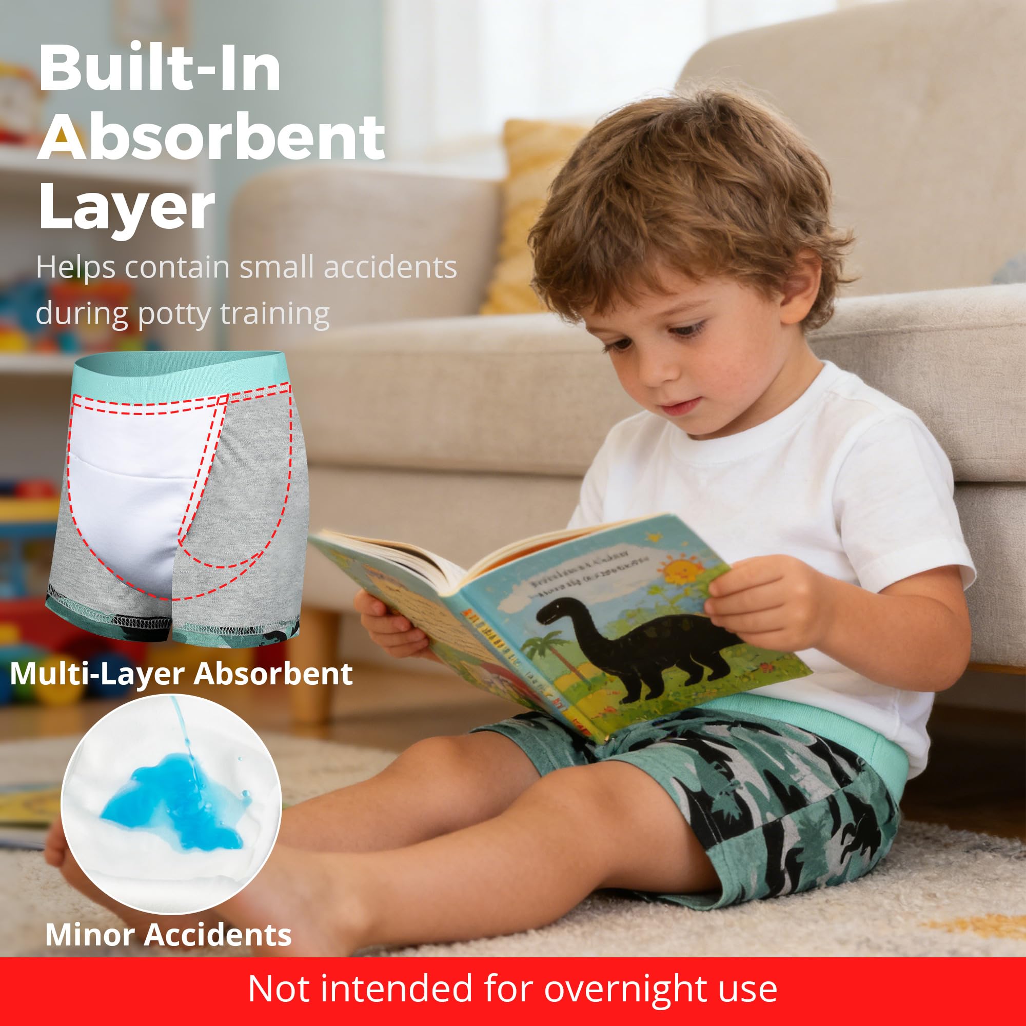 BIG ELEPHANT 6er-Pack Töpfchentraining Unterwäsche für Kleinkinder – 100% Baumwolle Lernhose für Jungen & Mädchen, Waschbare Trainingsunterhose im Boxer-Stil