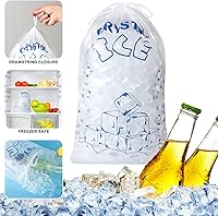 Vista 2 de Bolsas de hielo de 8 libras con cordón, 50 bolsas de hielo para máquina de hielo, bolsas de cubitos de hielo reutilizables de alta resistencia