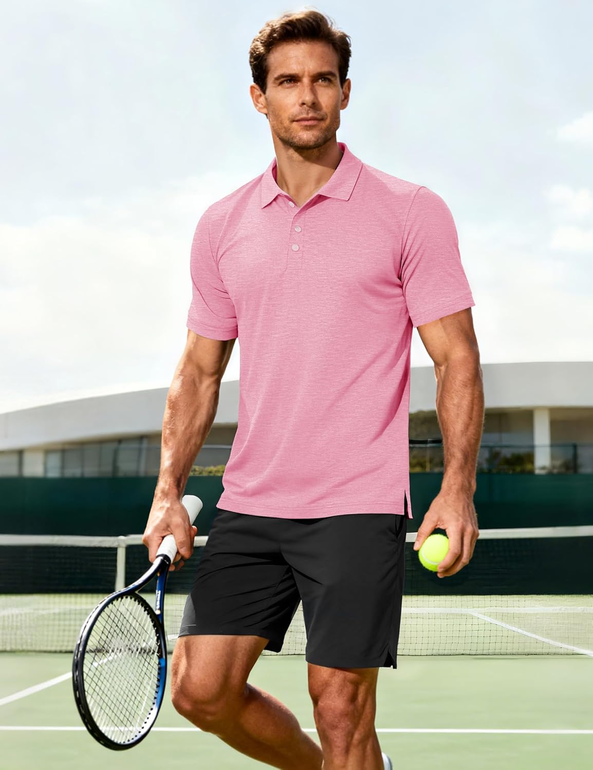 MAGCOMSEN Mens Polo Shirts Short Sleeve Moisture Wicking Performance Collared Shirt 3 Button Casual Work Golf Polos