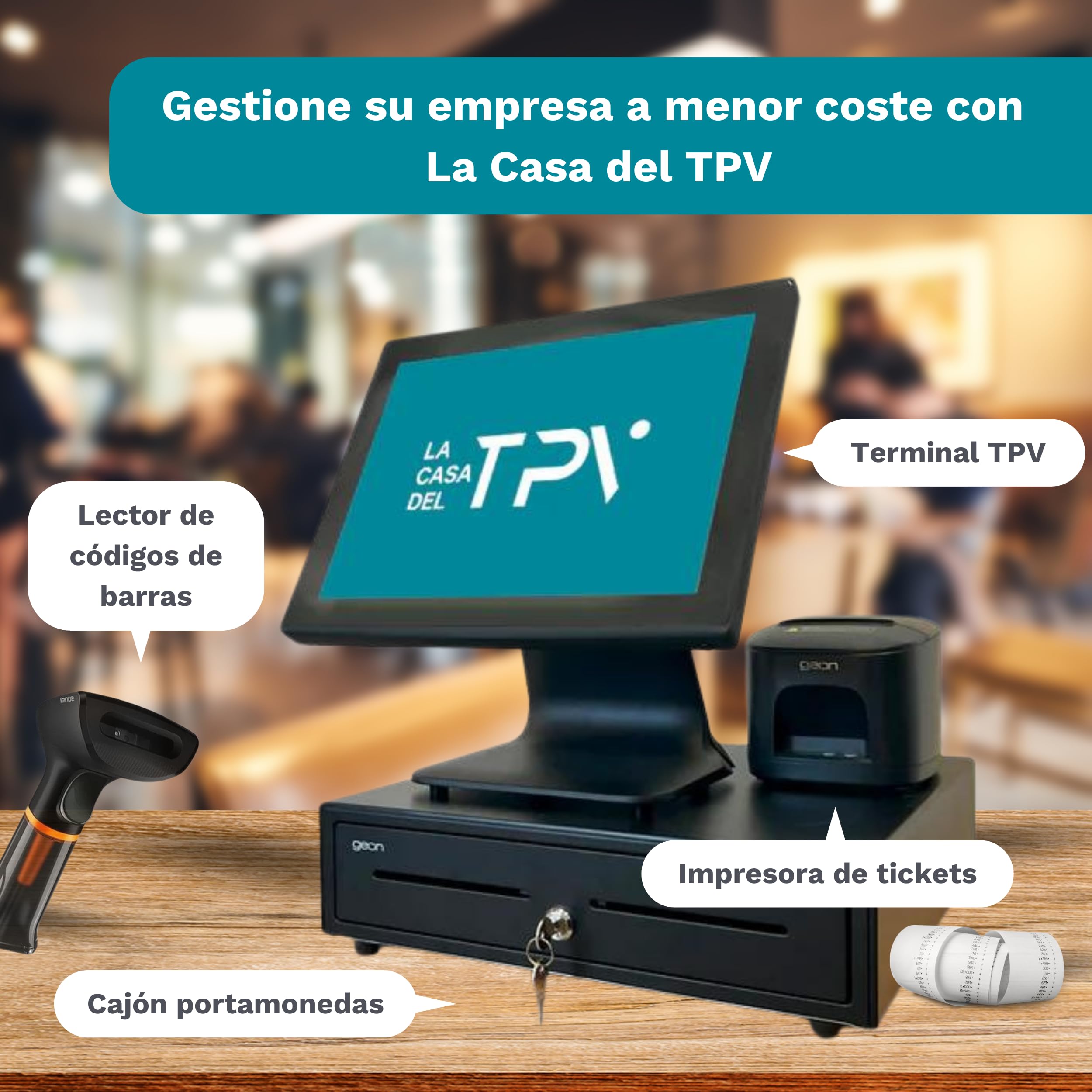 Cajón Portamonedas Caja Registradora - Apertura Automática RJ11 o Manual con Llaves - Organizador de Dinero 4 Compartimentos para Billetes 8 para Monedas - 41x42x11cm - Estructura Metálica - Negro