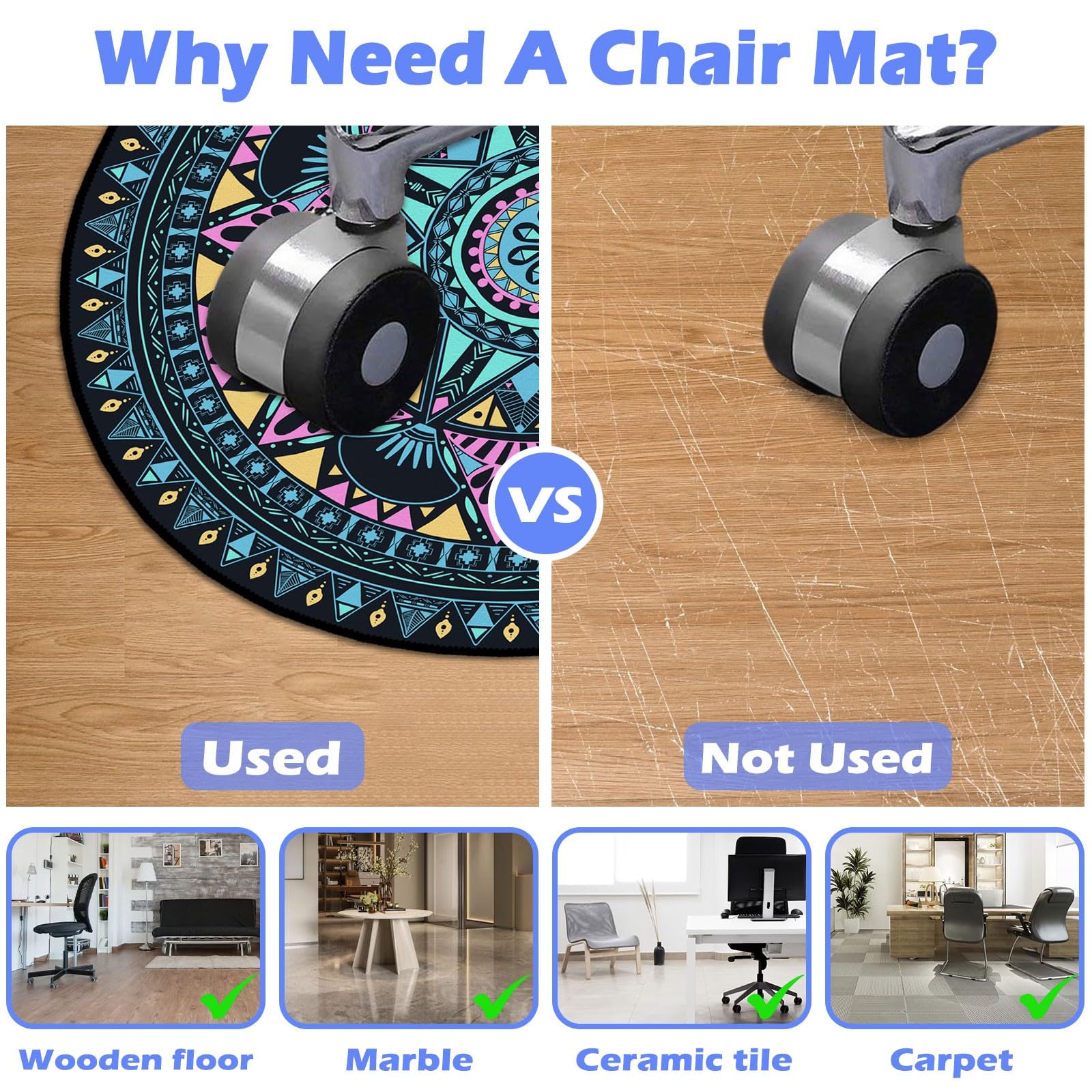 48x72 Office Chair Mat For Hardwood Tile Floor, Zambia