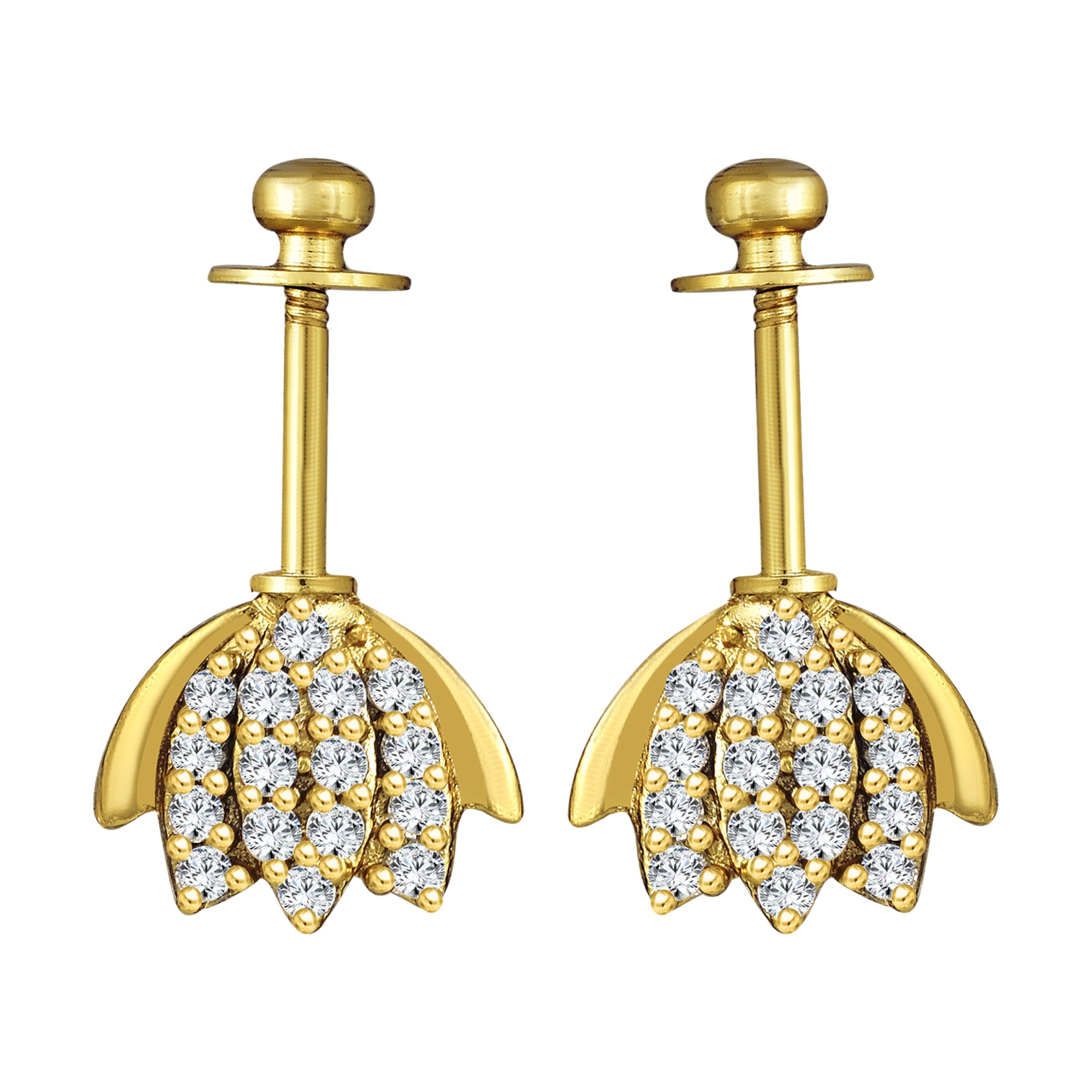 Vivastri Lotus Gold Plated Alloy Cubic Zirconia Bugadi Earrings for Women & Girls - VIVA1083BUGADI-image-44