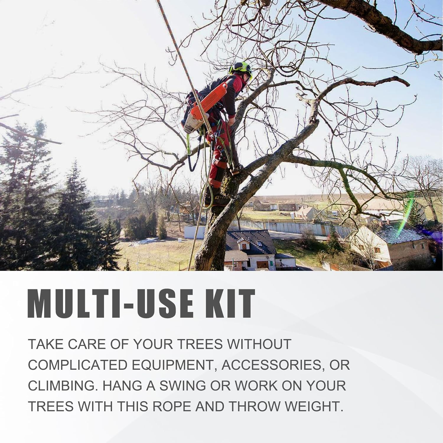 SOB Arborist Throw Line Kit with Slick Rope 197FT, Throw Weight, Reflective Storage Bag, Suit for Tree Cutting,Camping, Trimming, Hanging Swing, Forestry Tree Gear