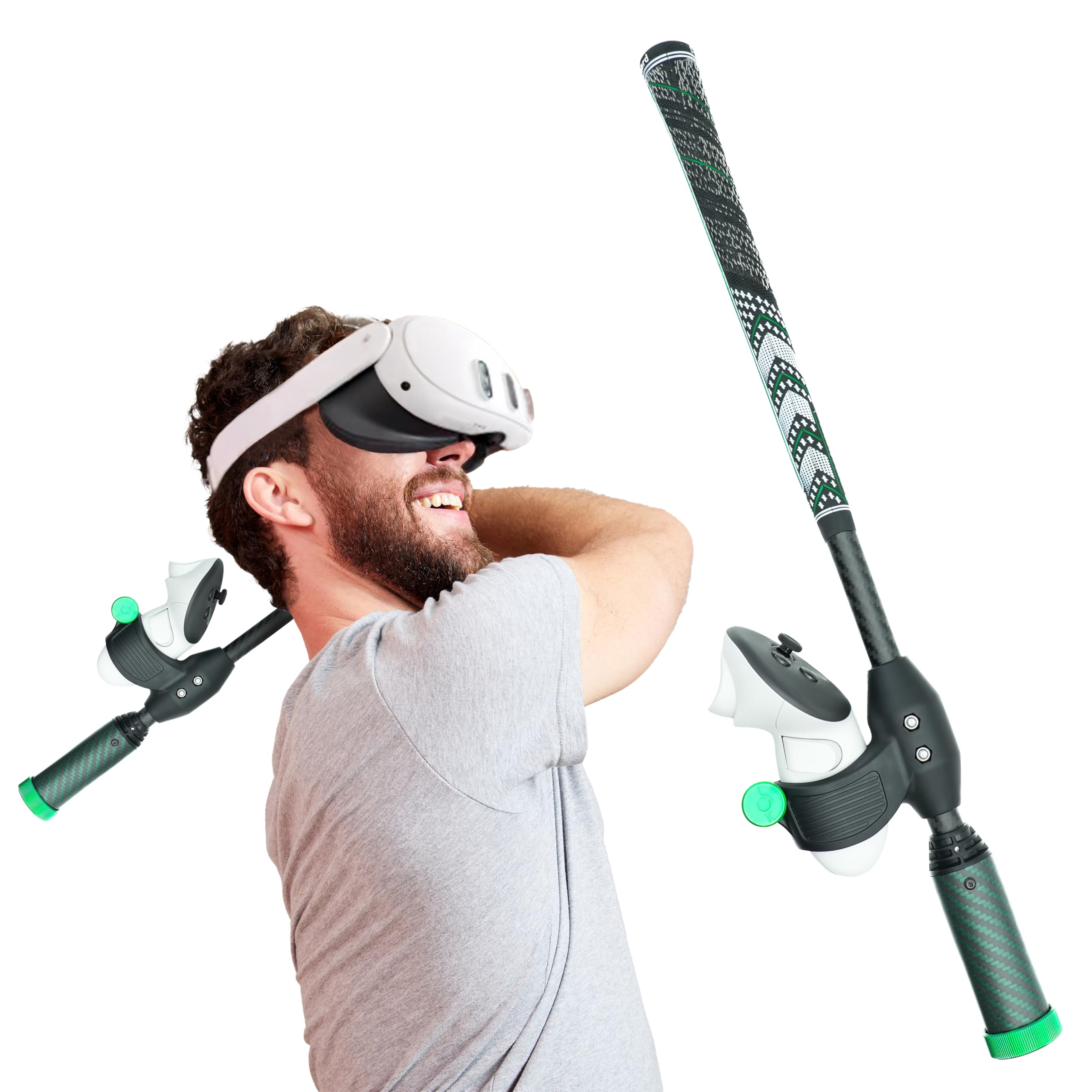 DeadEyeVR DriVR Elite Mini VR Golf Club Handle Attachment - Carbon Fiber VR Golf Club Handle for Quest 2, 3 and Pro - Adjustable Weighted VR Golf Simulator Grip