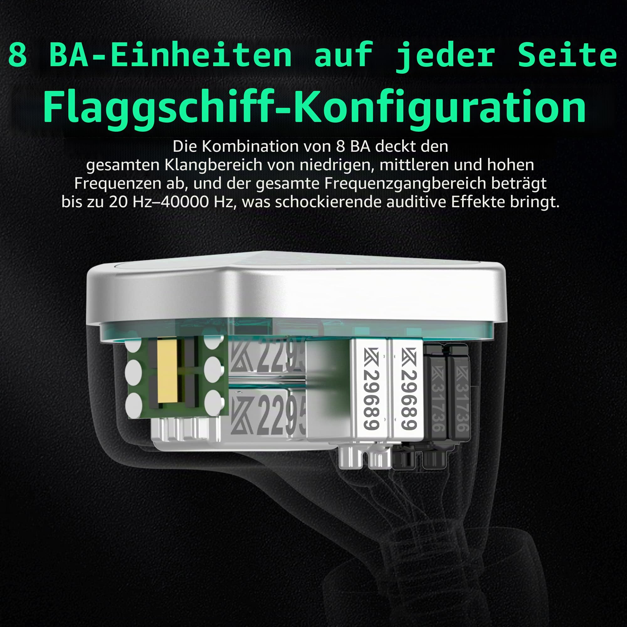 keephifi KZ AS16 PRO In Ear Monitor Ohrhörer,8BA HiFi IEMS Verkabelte Kopfhörer,PCB Elektronische Frequenzteilung,DREI Kanal Konduktorkonstruktion,20-40kHz Kopfhörer für professionelle Musiker,Gaming