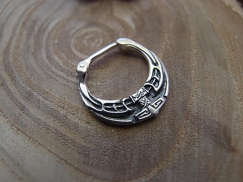 Miniatura 4 de Mjolnir Sterling Silver Men's Septum Ring Thor's hammer viking nose piercing, Handcrafted in Ukraine