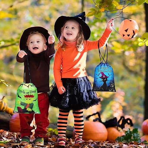 Miniatura 6 de Honoson Bolsas de recuerdo de fiesta de Halloween, 24 bolsas de regalo con cordón, bolsas de poliéster de araña, bolsas temáticas de Halloween para