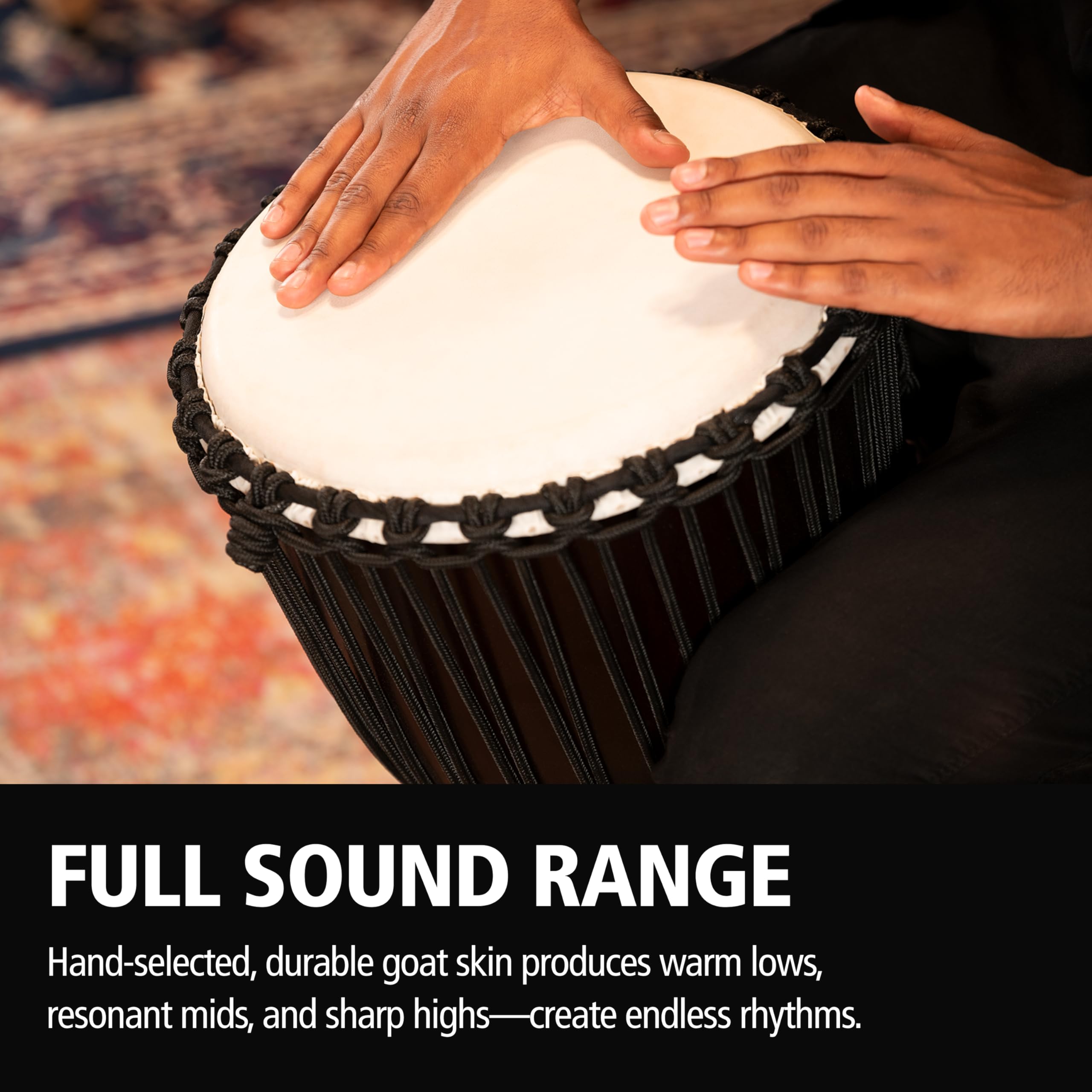 Meinl Percussion Djembe Congo À Cordes – Très Grande Percussion à Main – Avec Peau de Chèvre – Diamètre 13 pouces – Acajou, Marron Foncé (HDJ1-XL)