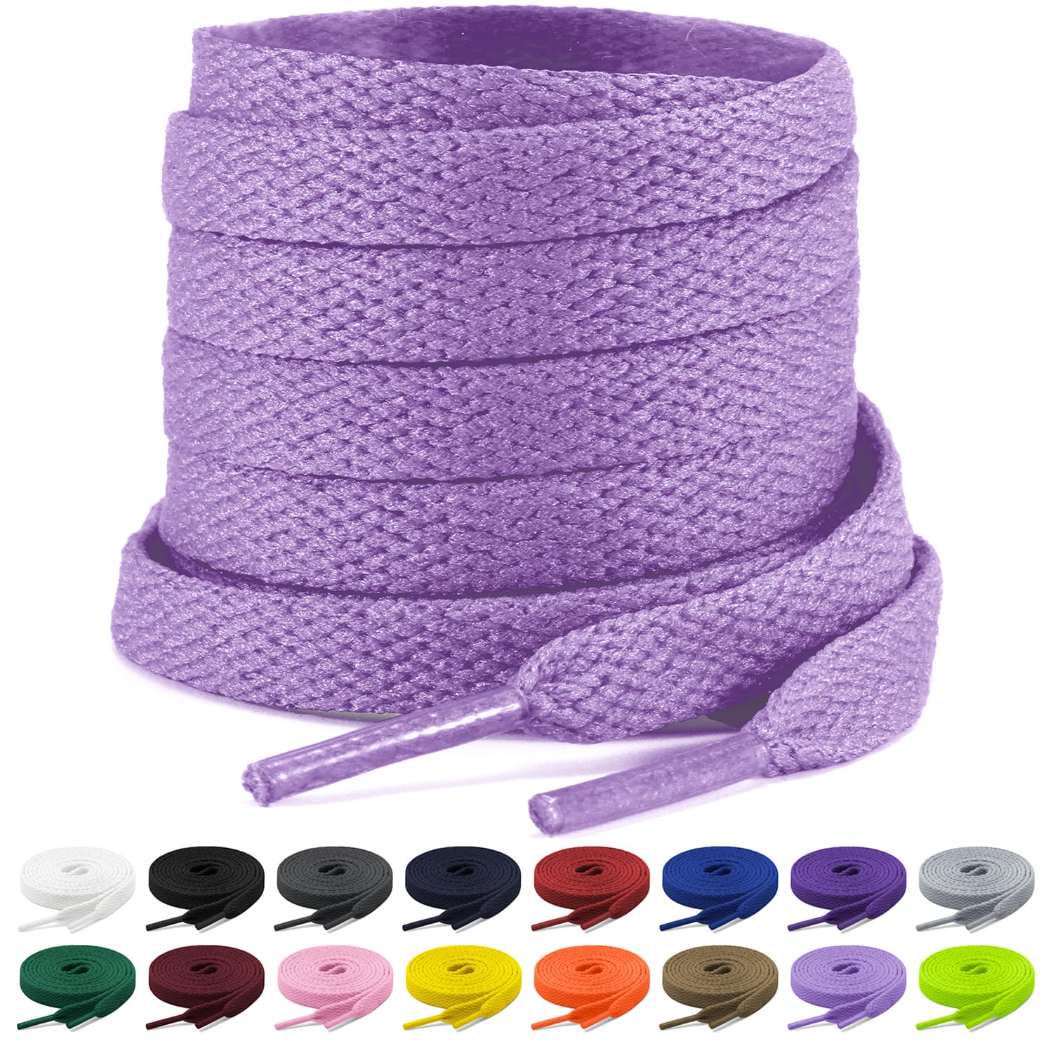 Shecret 2 Paar Flache Schnürsenkel, 8mm Breite Schnürsenkel, Flache Schnürsenkel Ersatz Reißfeste Schuhbänder für Turnschuhe, Laufen, Erwachsene, Kinder, Polyester
