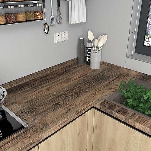 Miniatura 8 de 3YECAO Papel tapiz de madera gris y marrón claro extra ancho de 31 x 354 pulgadas, para despegar y pegar con textura mate, papel de contacto de