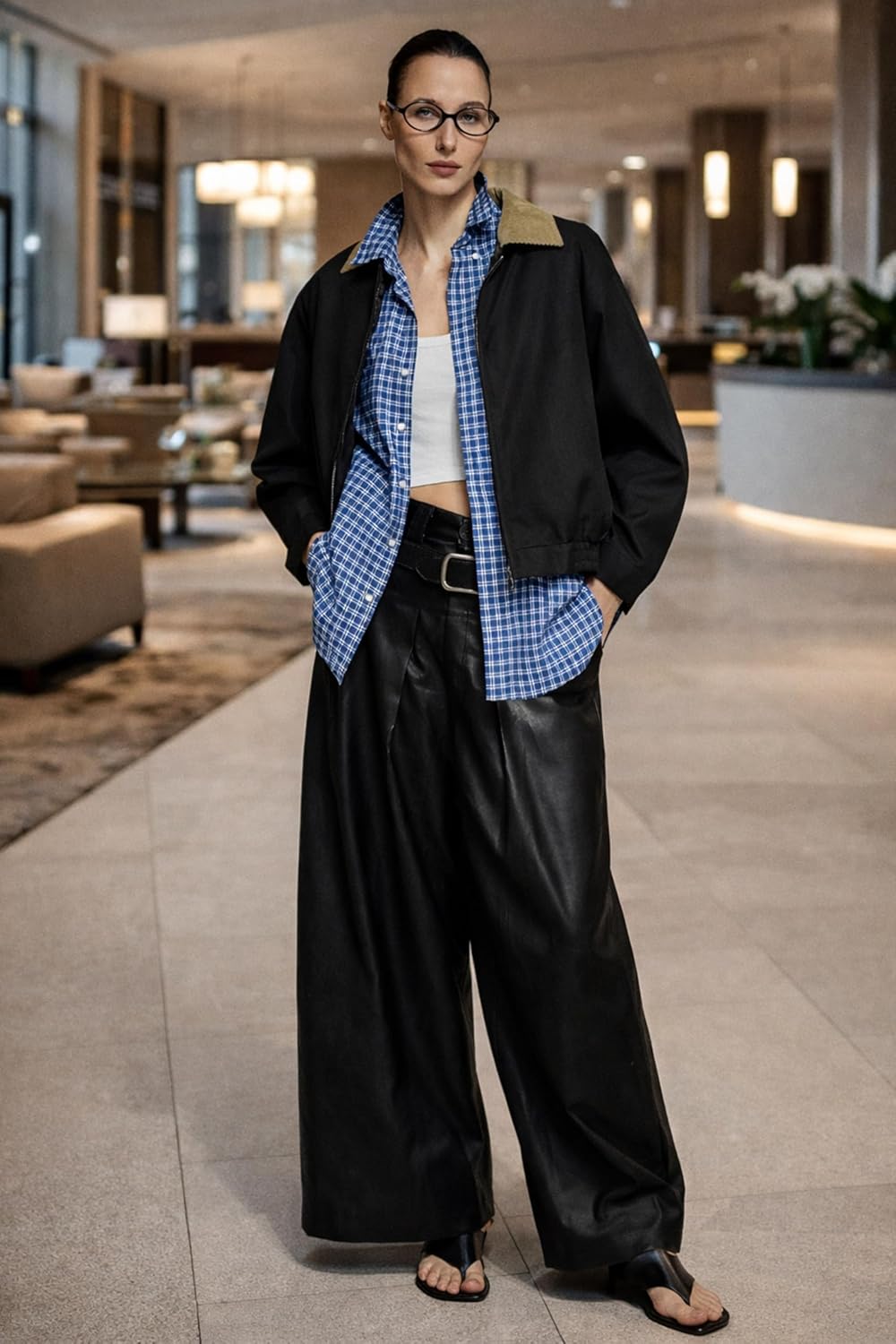 Orolay Women's Cropped Barn Jacket Casual Utility Zip Up Jacket Corduroy Collar Fall Trench Coat - Image 3