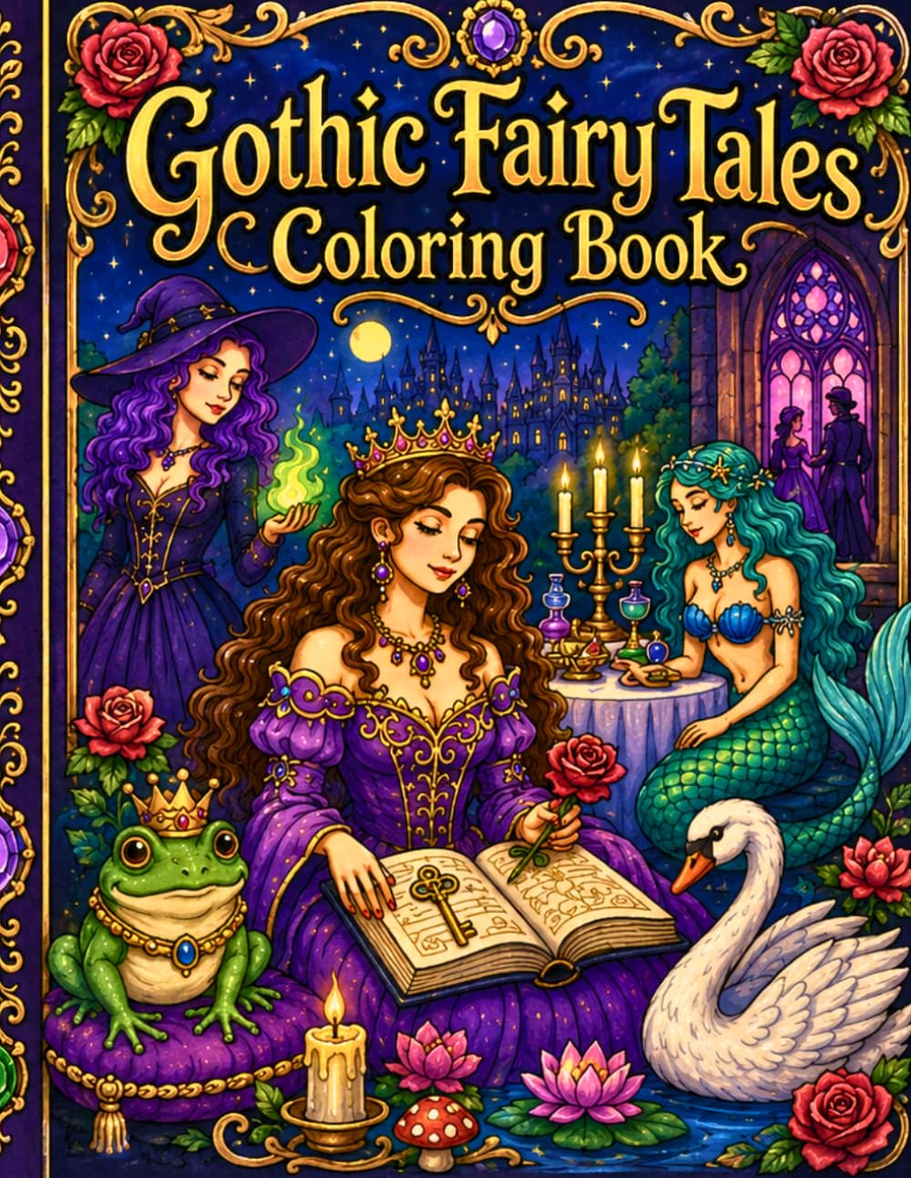 Gothic Fairy Tales Coloring Book: Bold and Easy Dark Fantasy Coloring Pages for Adults, Featuring Enchanted Princesses, Haunted Castles, Magical ... Witches, and Whimsical Storybook Scenes