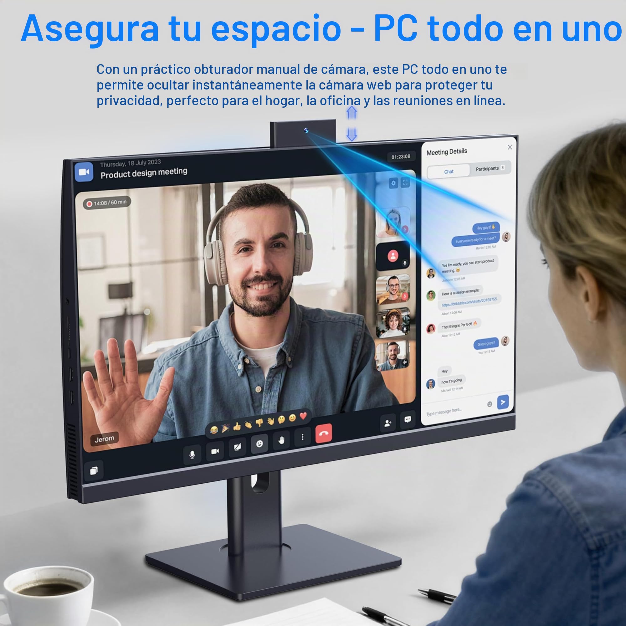 PC Todo en uno con IPS Full HD de 27 Pulgadas, procesador Alder Lake-N95 de 16GB de RAM y SSD de 512GB, Ordenador de Sobremesa con WiFi 6 de Doble Banda, Bluetooth 5.3, ratón y Teclado cableado