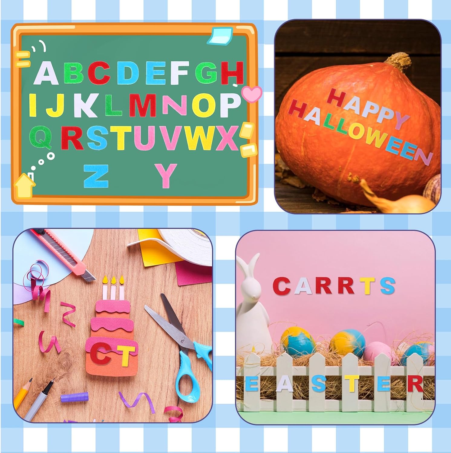 Nogeqi 300 PCS Felt Letters Stickers Self-Adhesive Alphabet Letter Stickers for DIY Crafts 1 Inch Soft ABC Sticker for First Communion Birthday Party Decorations Assorted Colors