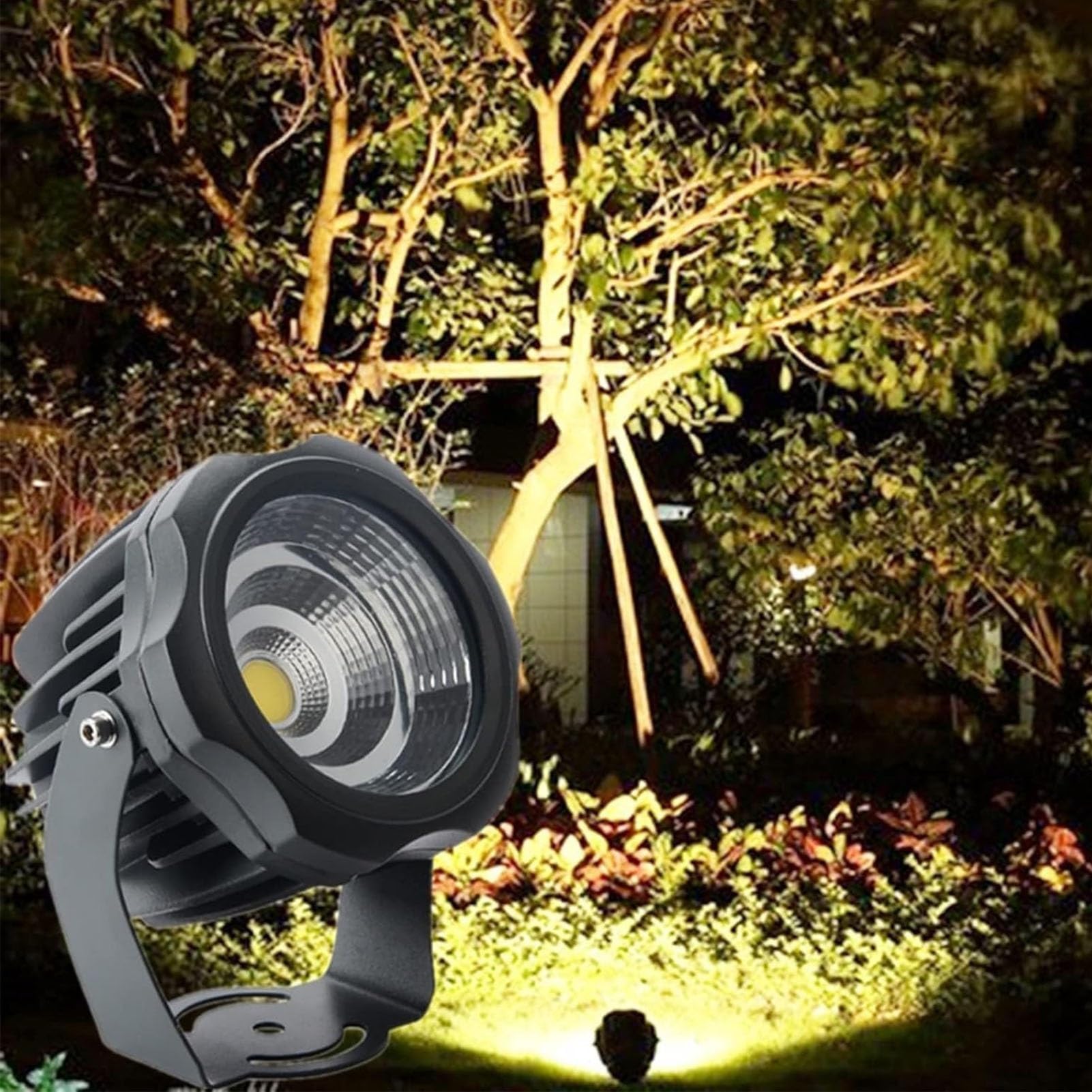 GUODDM Rotation LED Beam Spotlight - 220V Round COB Tree Lights, IP65 Waterproof Adjustable LED Floodlight(White Light,20w)