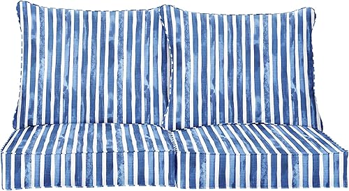 Sorra Home Nelson - Juego de cojines para exteriores e interiores, 27 x 23 x 5, color azul, 4 unidades