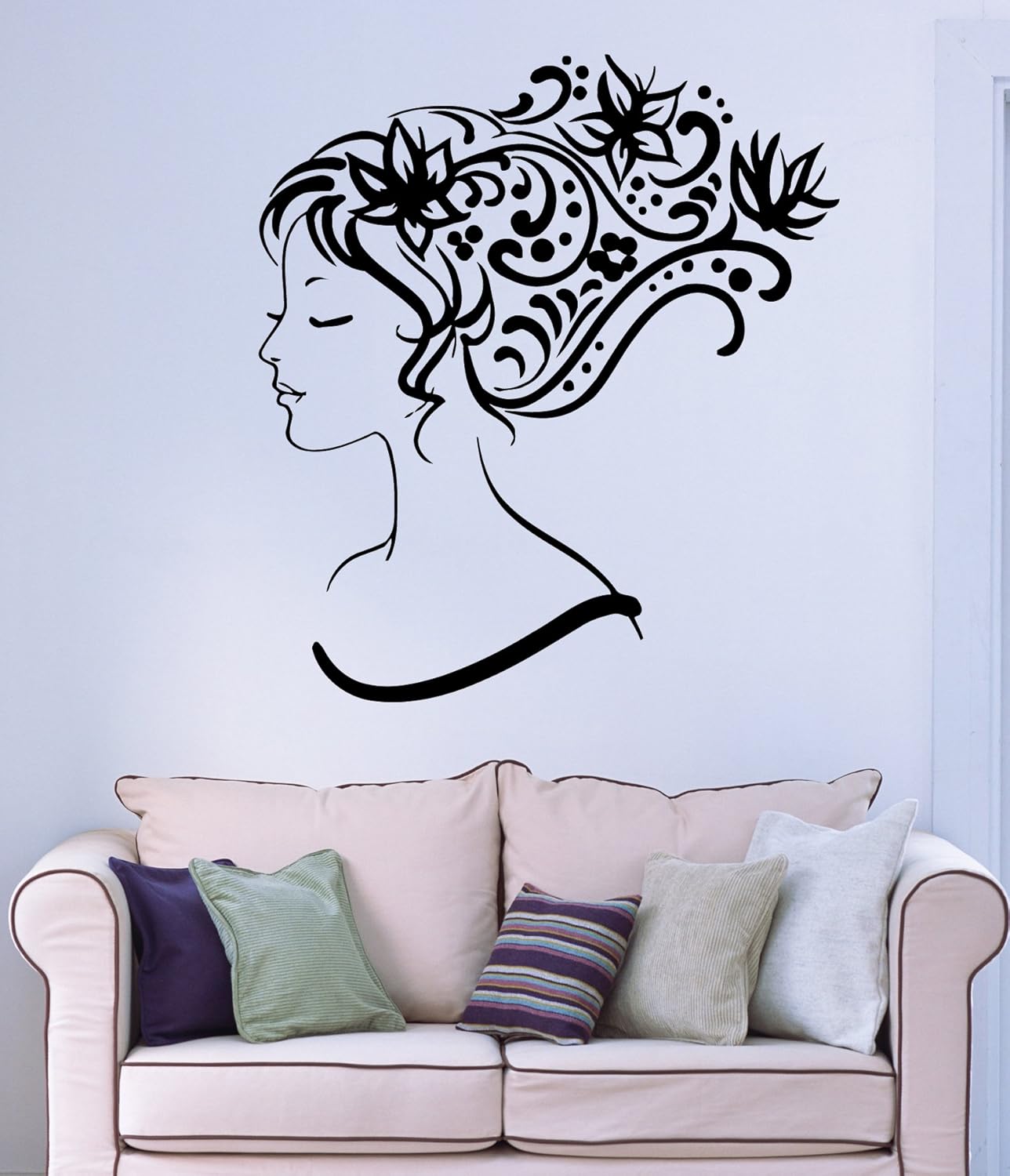 Amazon.com: Wall Stickers Vinyl Decal Beautiful Girl Hairstyle Abstract  Hair Salon (i201) : Tools & Home Improvement