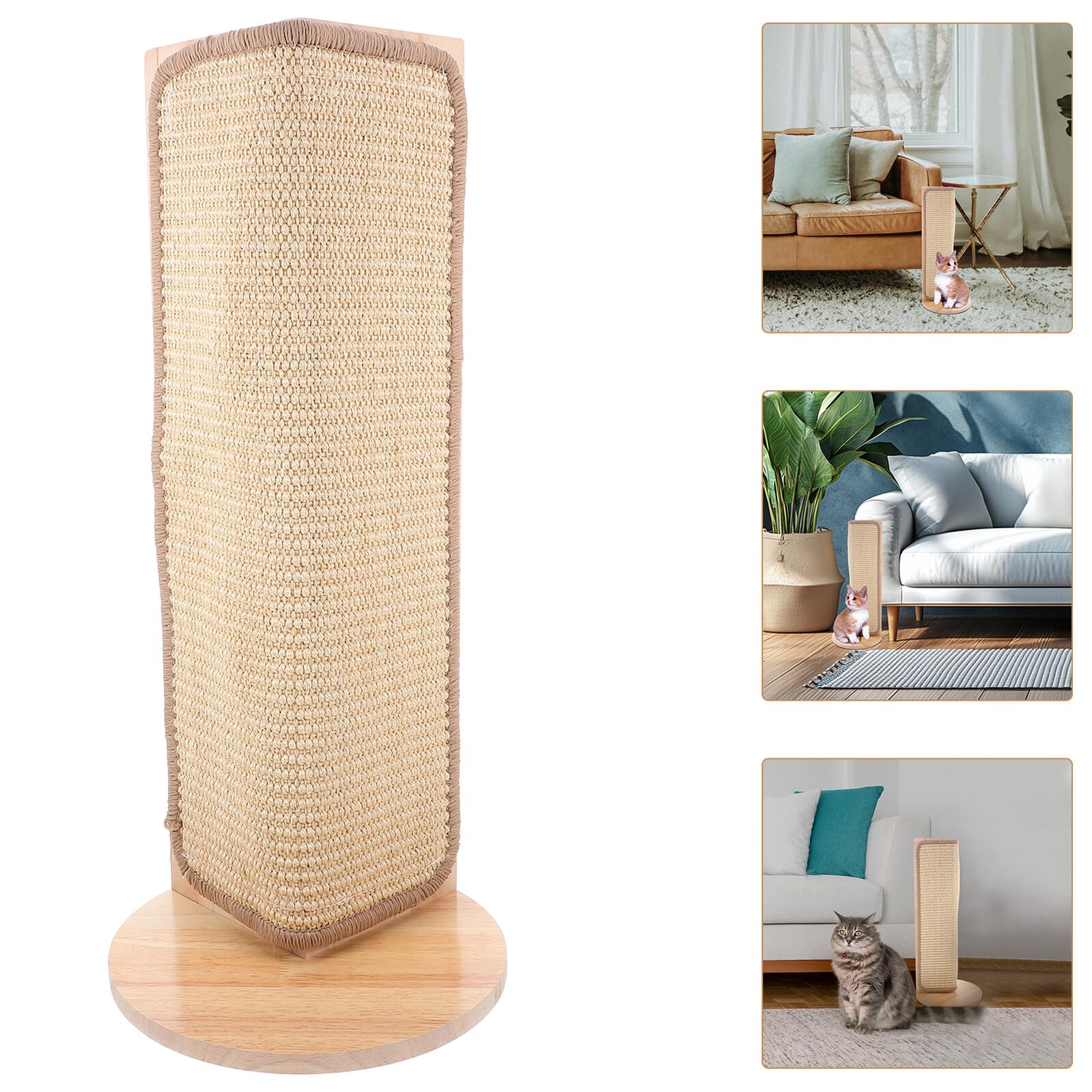 Homoyoyo Natürlicher Sisal Kratzschutz für Katzen zum Schutz von Möbeln und Sofaecken mit Holzrahmen Minimalistisches Design für Zuhause und Krallenpflege
