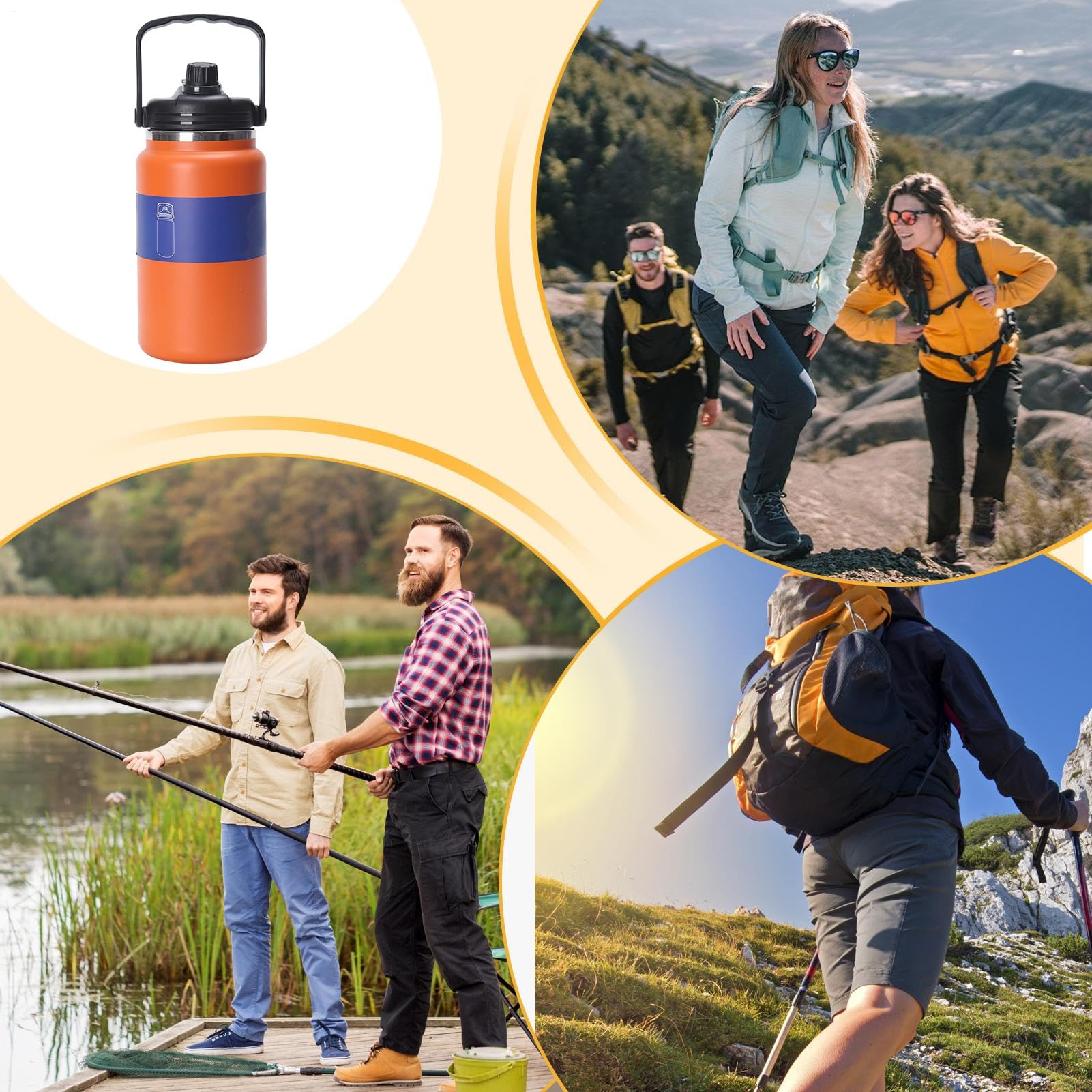 Edelstahl Trinkflasche 4 Liter Isolierflasche Thermo | Edelstahl Isolierte Wasserflasche für Heiß- und Kaltgetränke Sport Fitness Wandern Camping Radfahren Schule Reisen Alltag