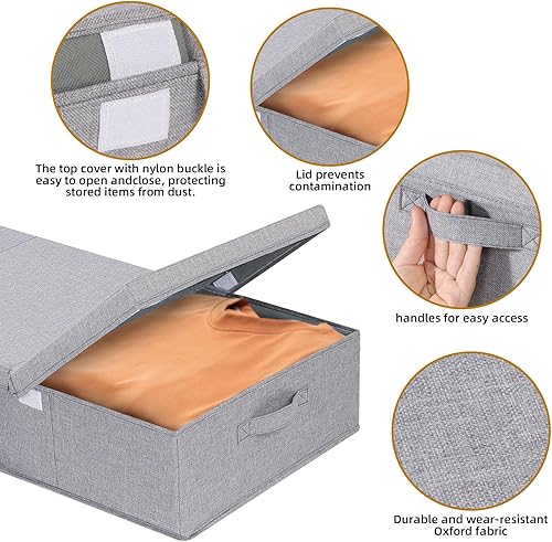 Miniatura 4 de YheenLf Under Bed Storage Containers Bin with Lids Handle, Foldable Sturdy Storage Bags with Handles for Organizing Clothes, Shoes, Blankets,