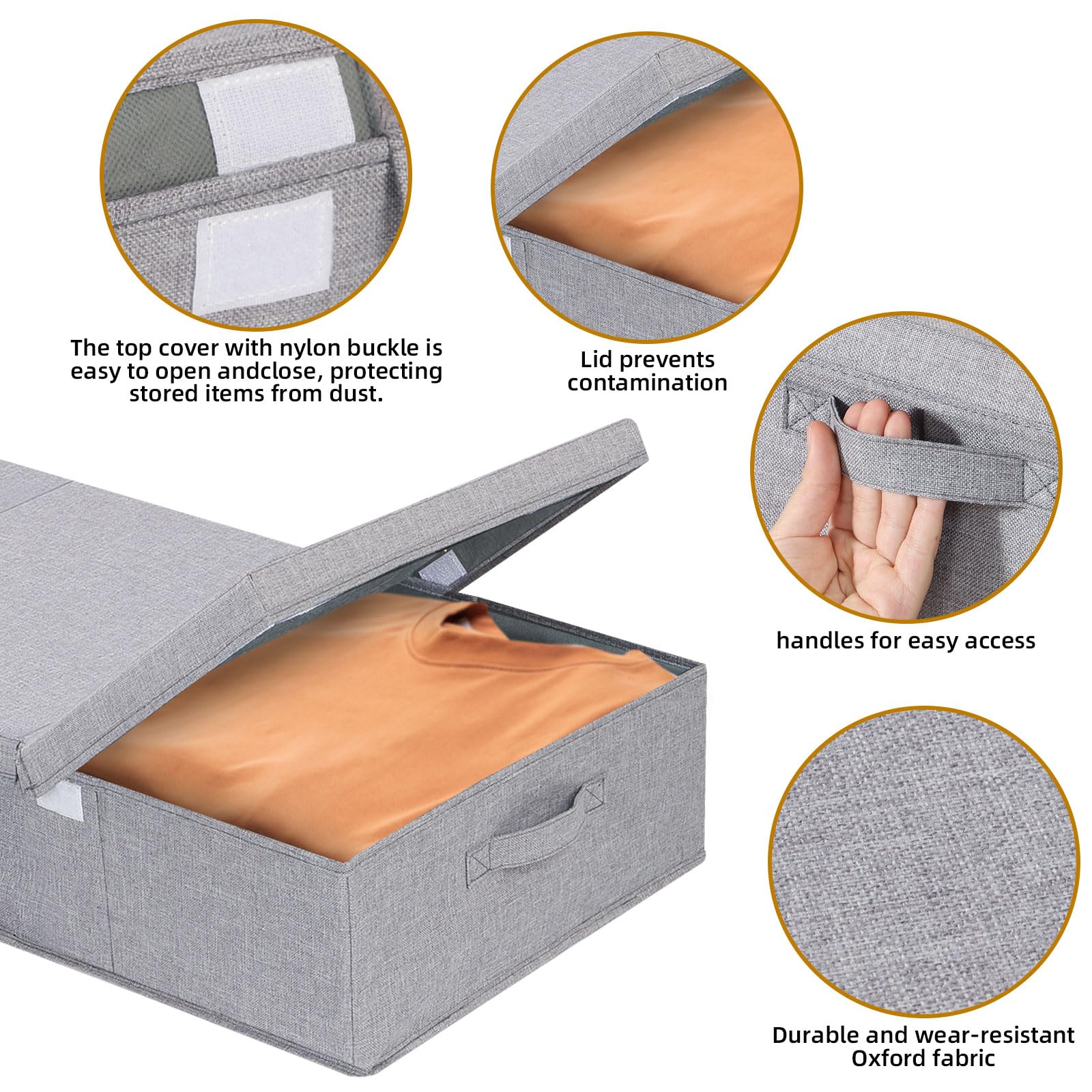 Unterbettkommode, Grau Aufbewahrungsbox, 3 Pack, 80x40x15cm | Unterbettkommoden,Unterbett Aufbewahrungsboxn,Kleiderschrank Organizer,Aufbewahrungstasche,Stoffboxen mit Griff