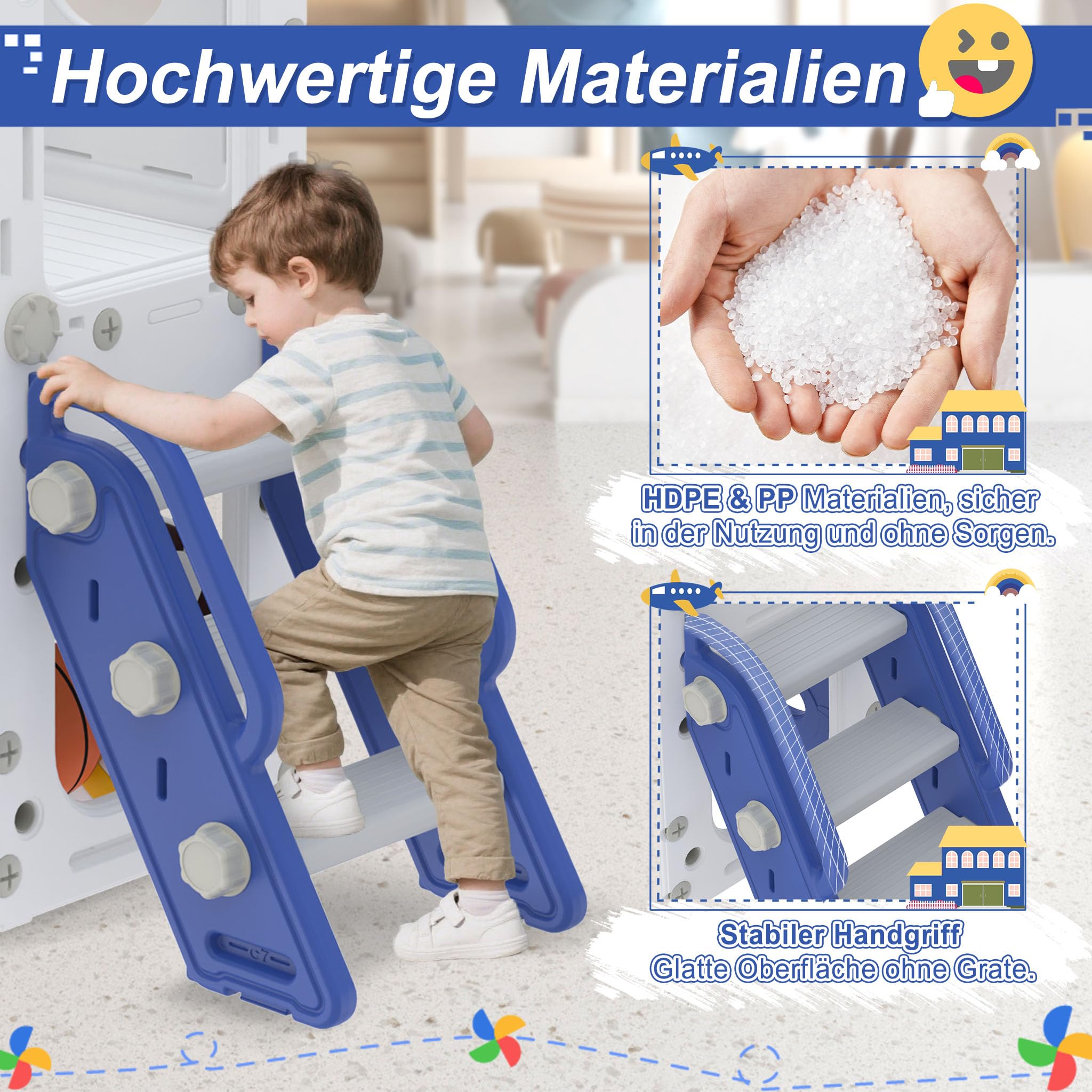 Froadp 6-in-1 Kinderrutsche für Kleinkinder ab 1 Jahr, Indoor Outdoor, HDPE & PP, bis 50kg