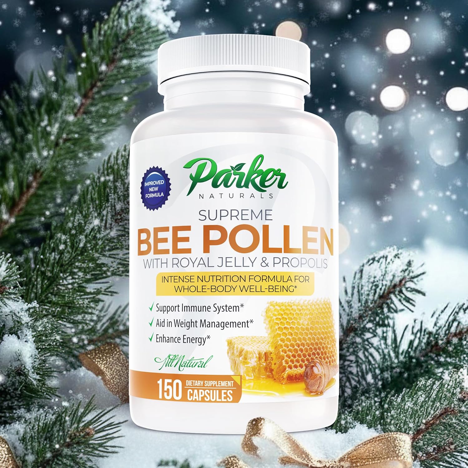 Parker Naturals Supreme Bee Pollen Capsules, 3520 mg Royal Jelly, Bee Pollen, and Bee Propolis Capsules, Natural Bee Pollen Supplement for Adults, 150 Capsules - Image 2