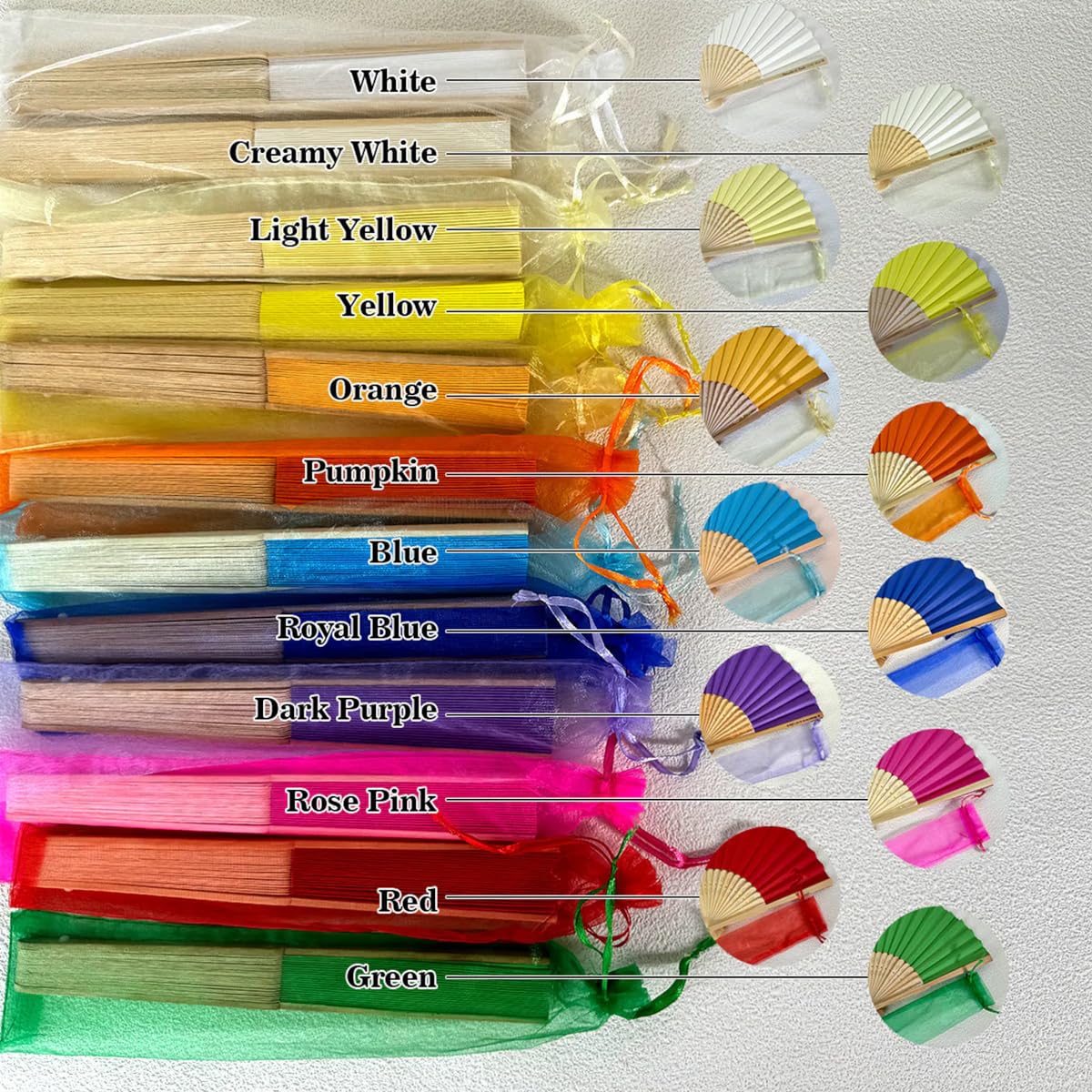 Abanicos personalizados para boda con grabados únicos para invitados en pack de 60 unidades