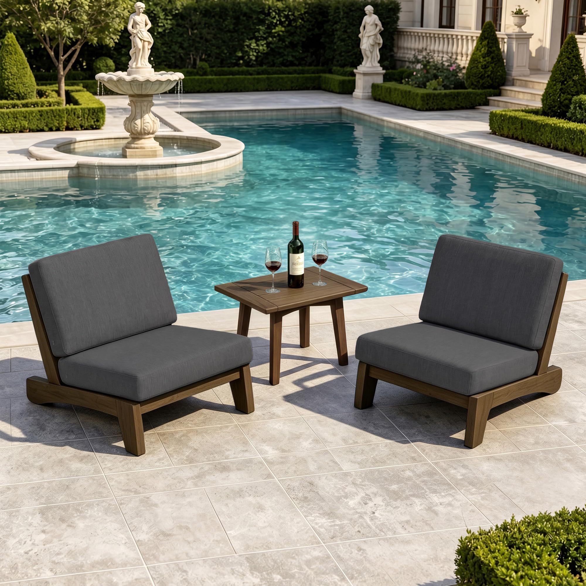 Pia Ricoo 3 Piece Patio Chairs Bistro Set with Coffee Table