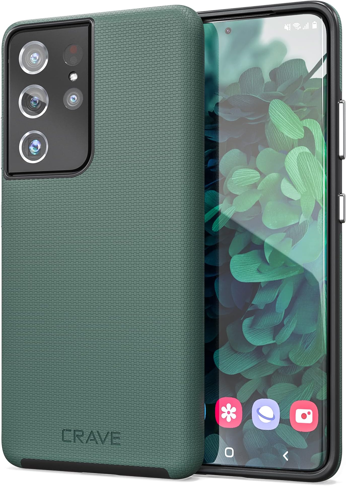 Crave for Galaxy S21 Ultra Case, Shockproof Protection Dual Layer Case for Samsung Galaxy S21 Ultra 5G (6.8 inch) - Forest Green