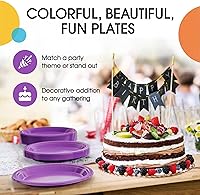 Vista 5 de Exquisitos platos de plástico morado Party Solids para fiesta, platos desechables morados de 7 pulgadas, suministros resistentes, 100 piezas