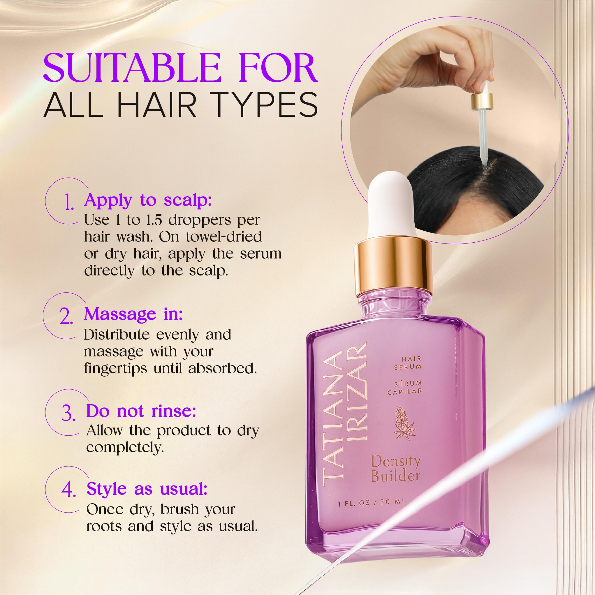 Suero engrosador del cabello, para mujeres, fabricado en Estados Unidos, 1.0 fl oz, tratamiento clínicamente probado para el cuero cabelludo, no graso, biotina natural, argán y péptidos de guisantes 6