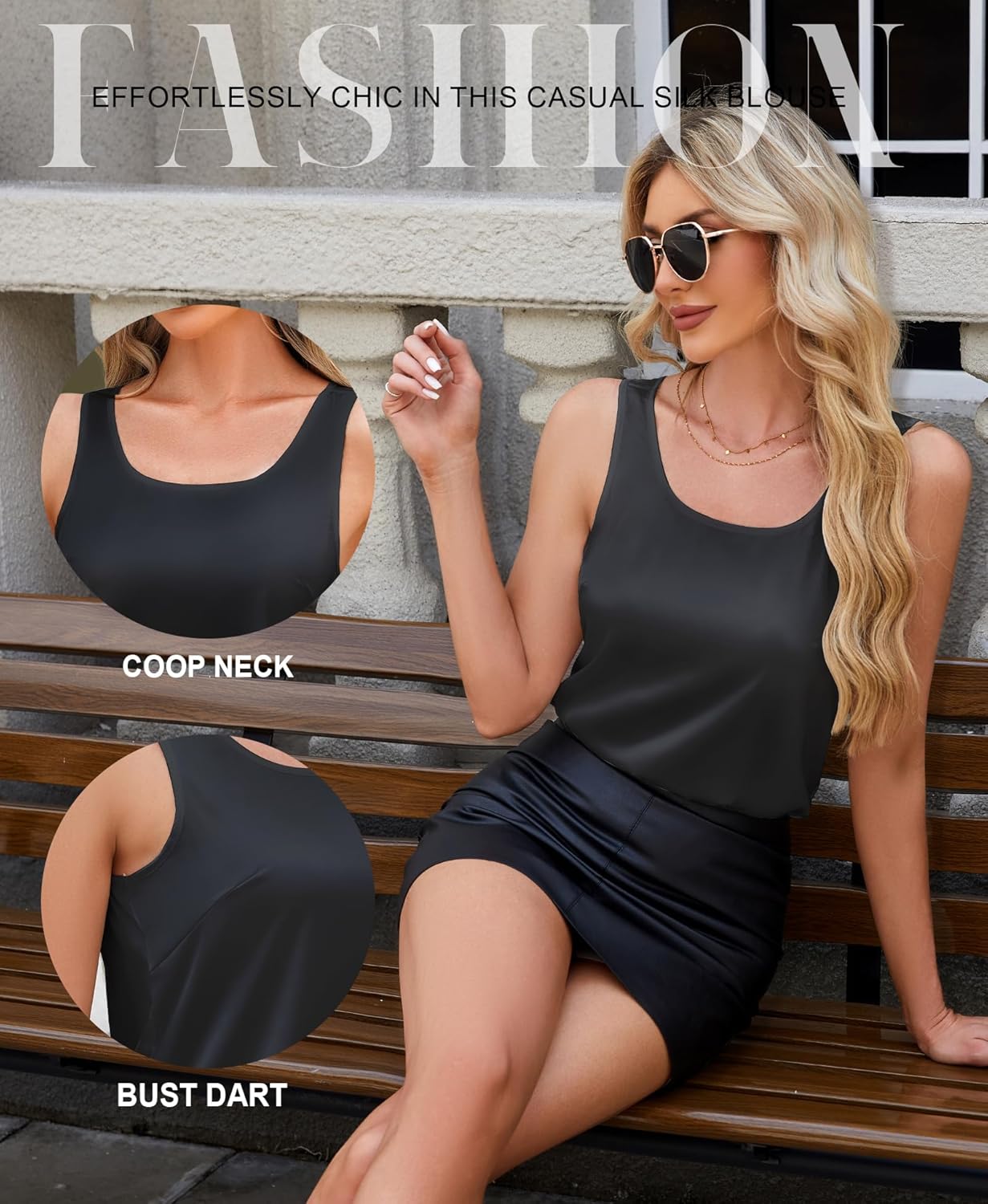 Silk Camisole Tops for Women - Satin Scoop Neck Tank Summer Shirts Sleeveless Basic Blouse Dressy Casual - Image 5