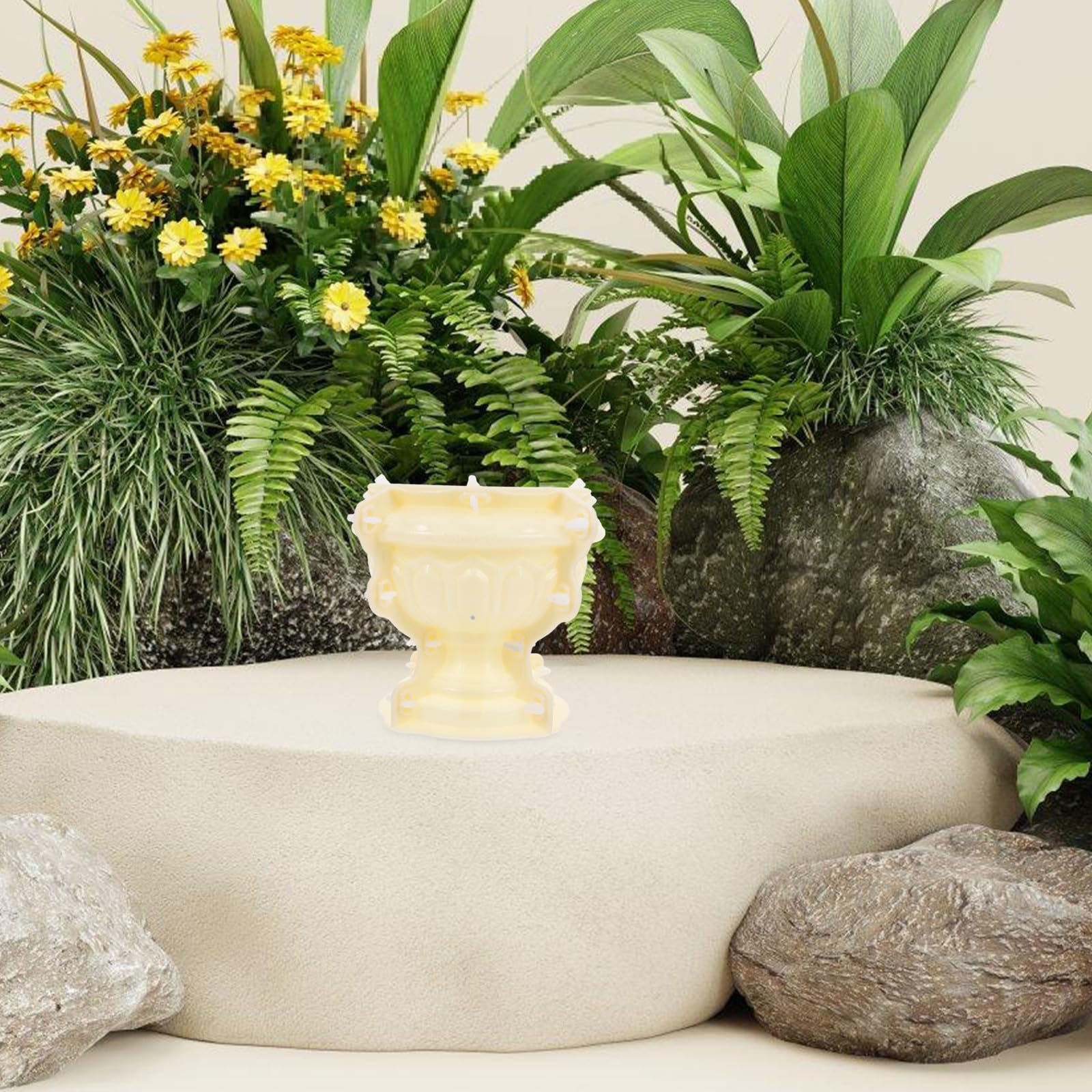 Stampo Riutilizzabile e Flessibile Stile Europeo in Plastica Beige per Vaso di Fiori per Artigianato Fai da Te per Creazioni Decorative