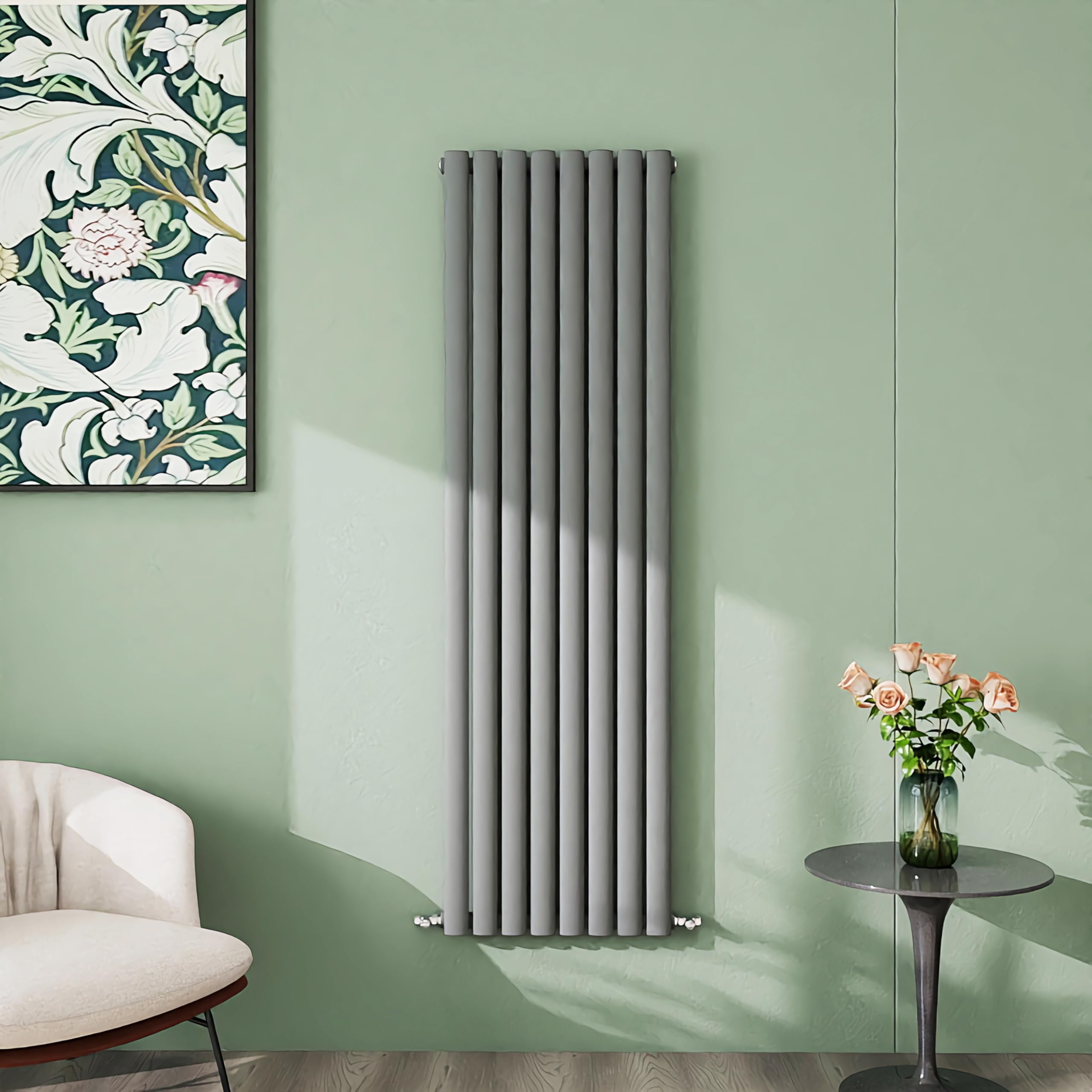 Simple Bathroom 1600×472mm Anthracite Radiator Vertical Single Oval Column Designer Central Heating Rad for Bathroom/Kitchen/Living Room